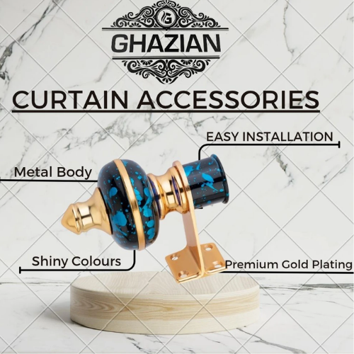 Ghazian Curtain Bracket Blue Black Gold 12P