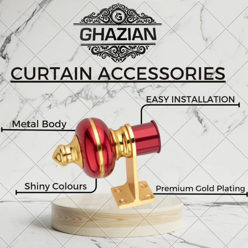 Ghazian Curtain Red Gold Curtain Knob Bracket 12P