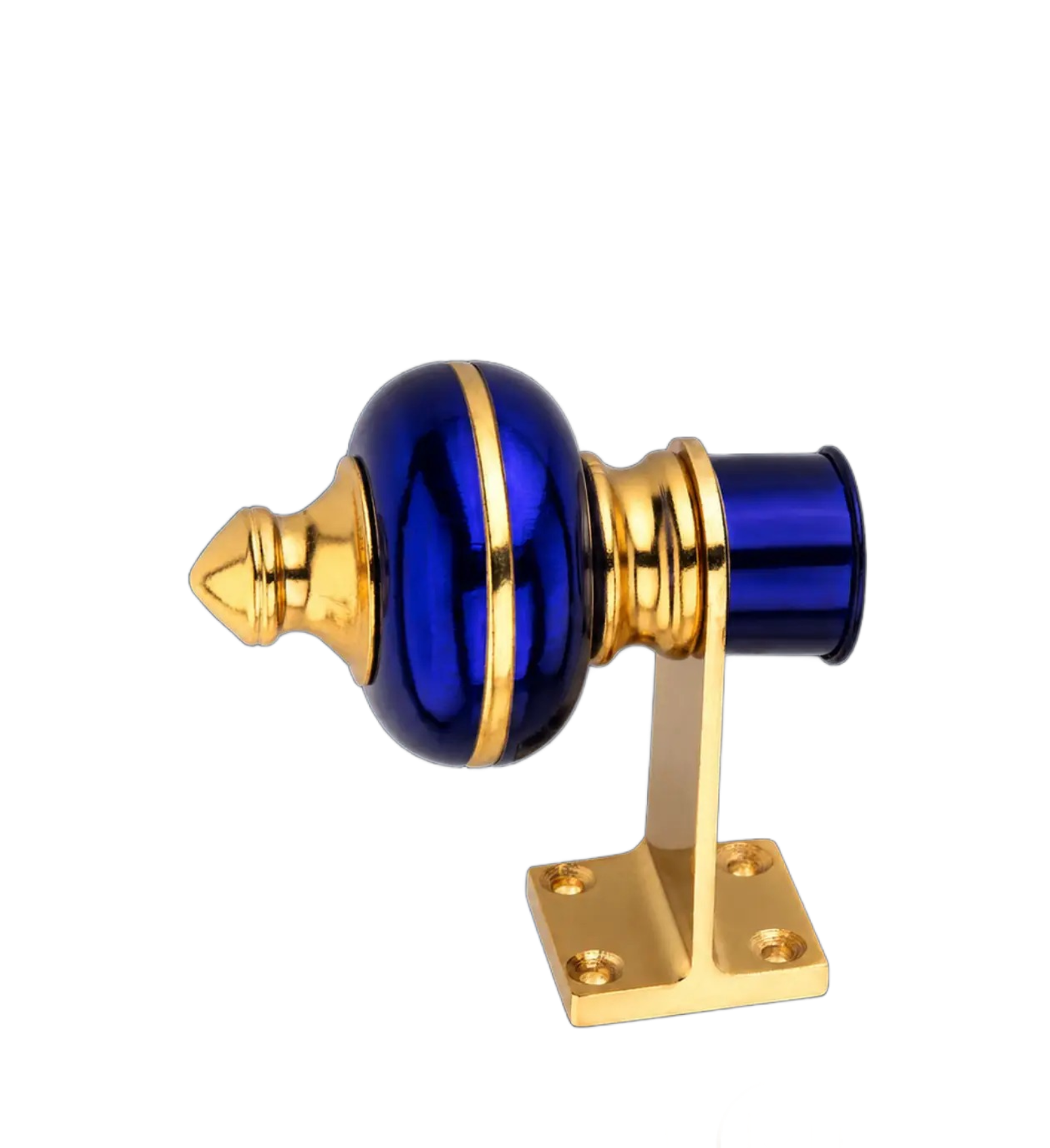 Royal blue and gold decorative curtain bracket made of iron and aluminium by Ghazian for curtain rod installation