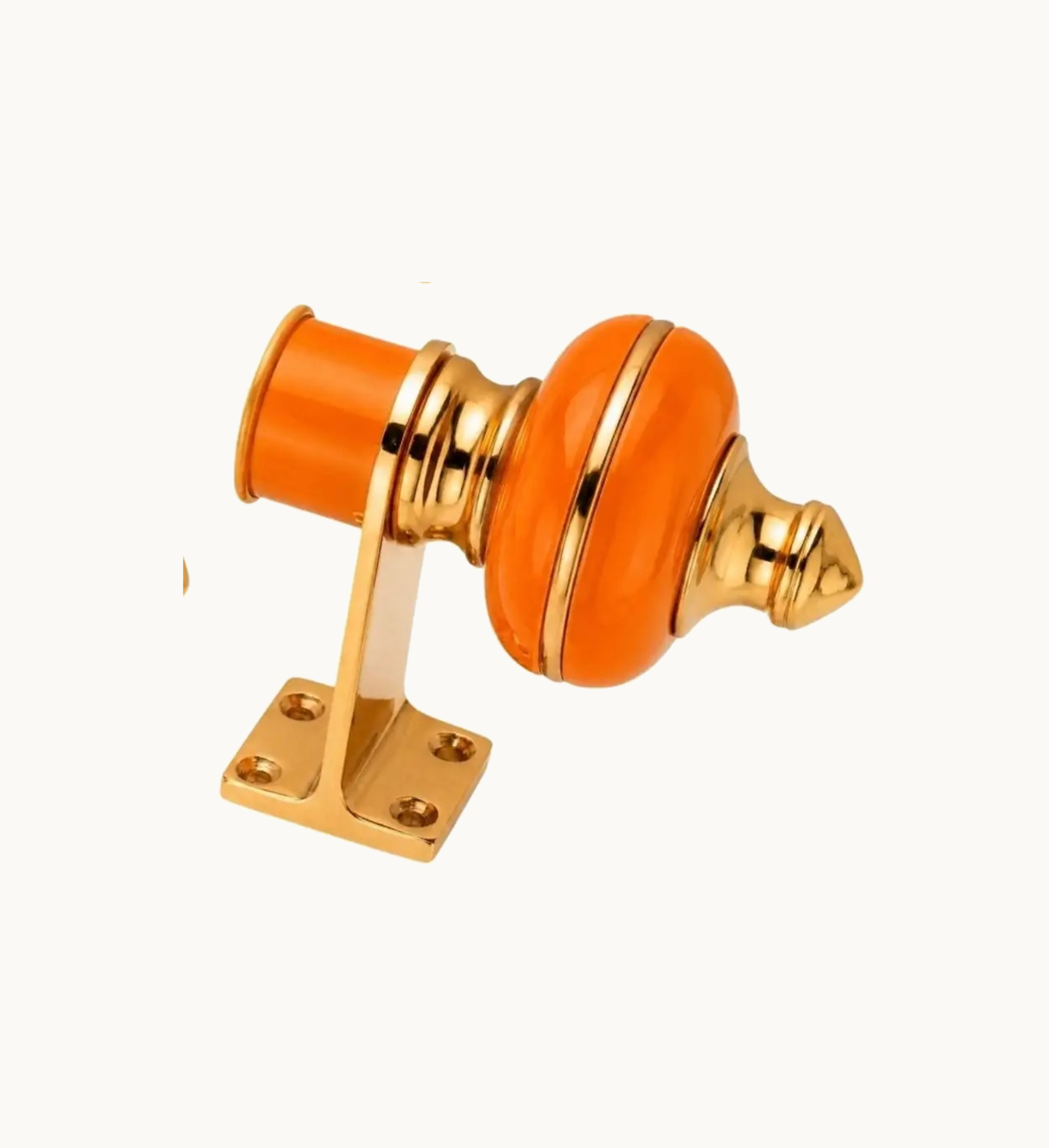 Ghazian Orange Curtain Knob – Decorative Gold Finish Curtain Rod End Bracket