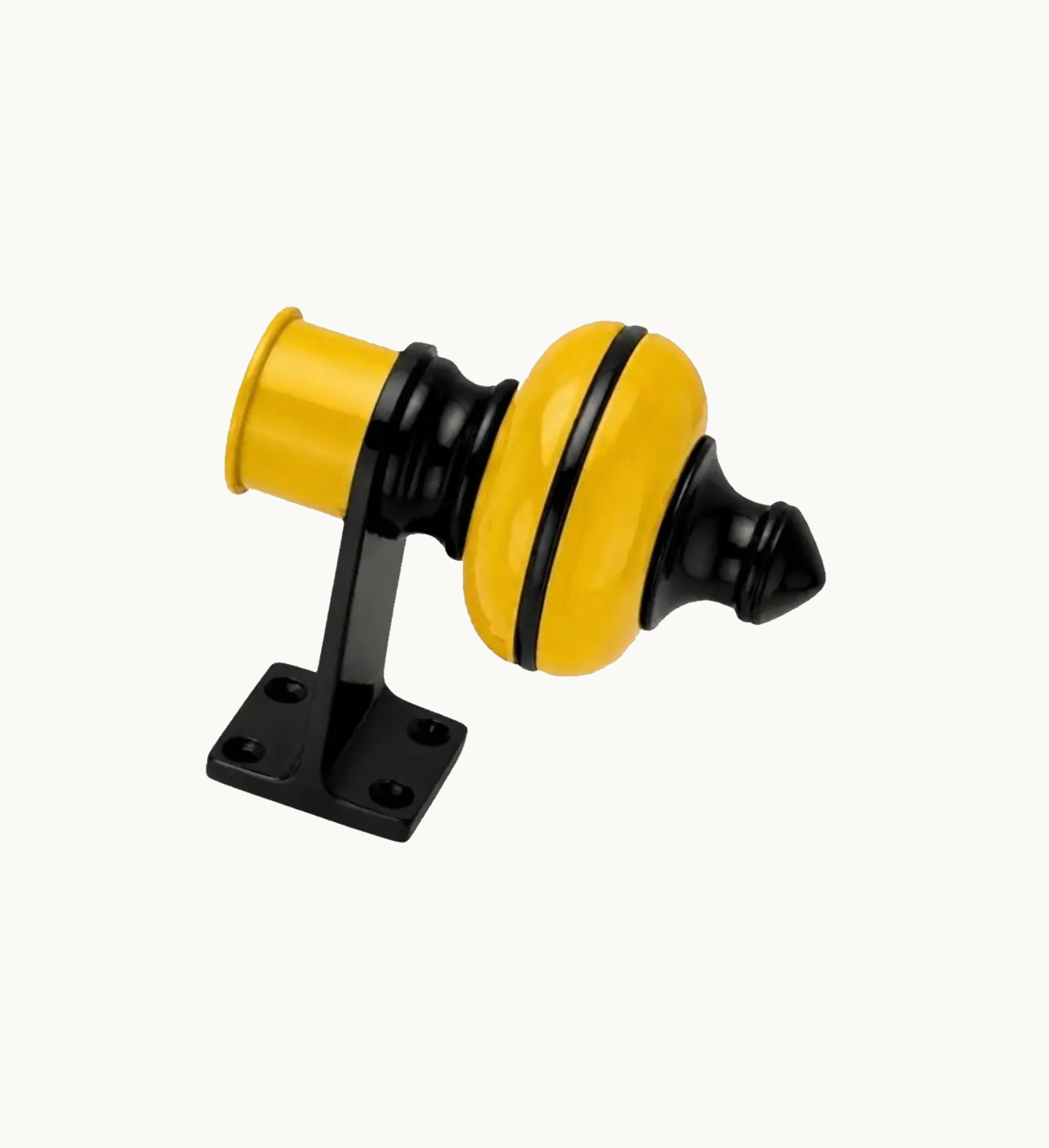 Ghazian Yellow Curtain Knob – Decorative Black & Yellow Curtain Rod Finial