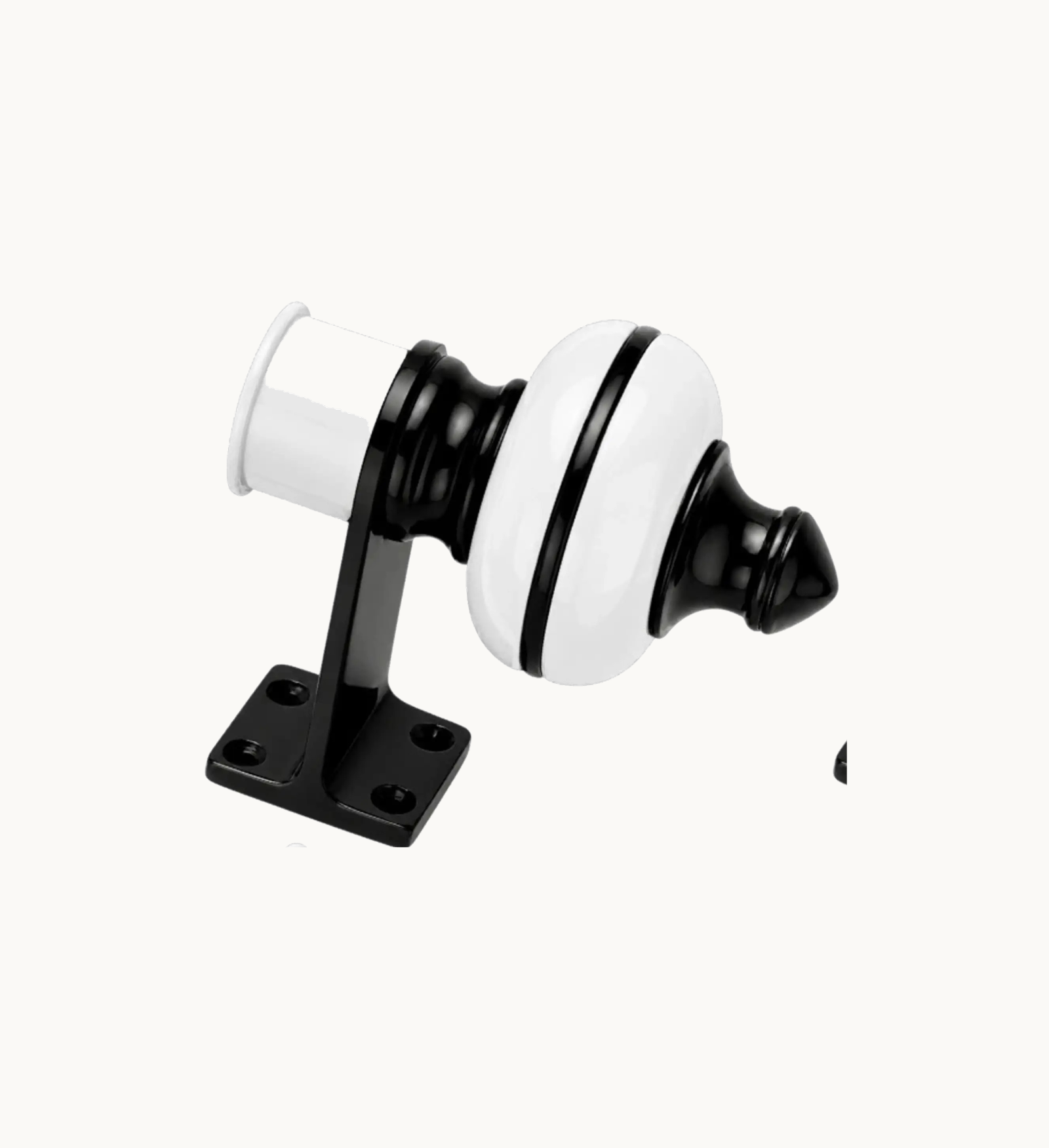 Ghazian White Curtain Knob – Decorative Black & White Curtain Rod Finial