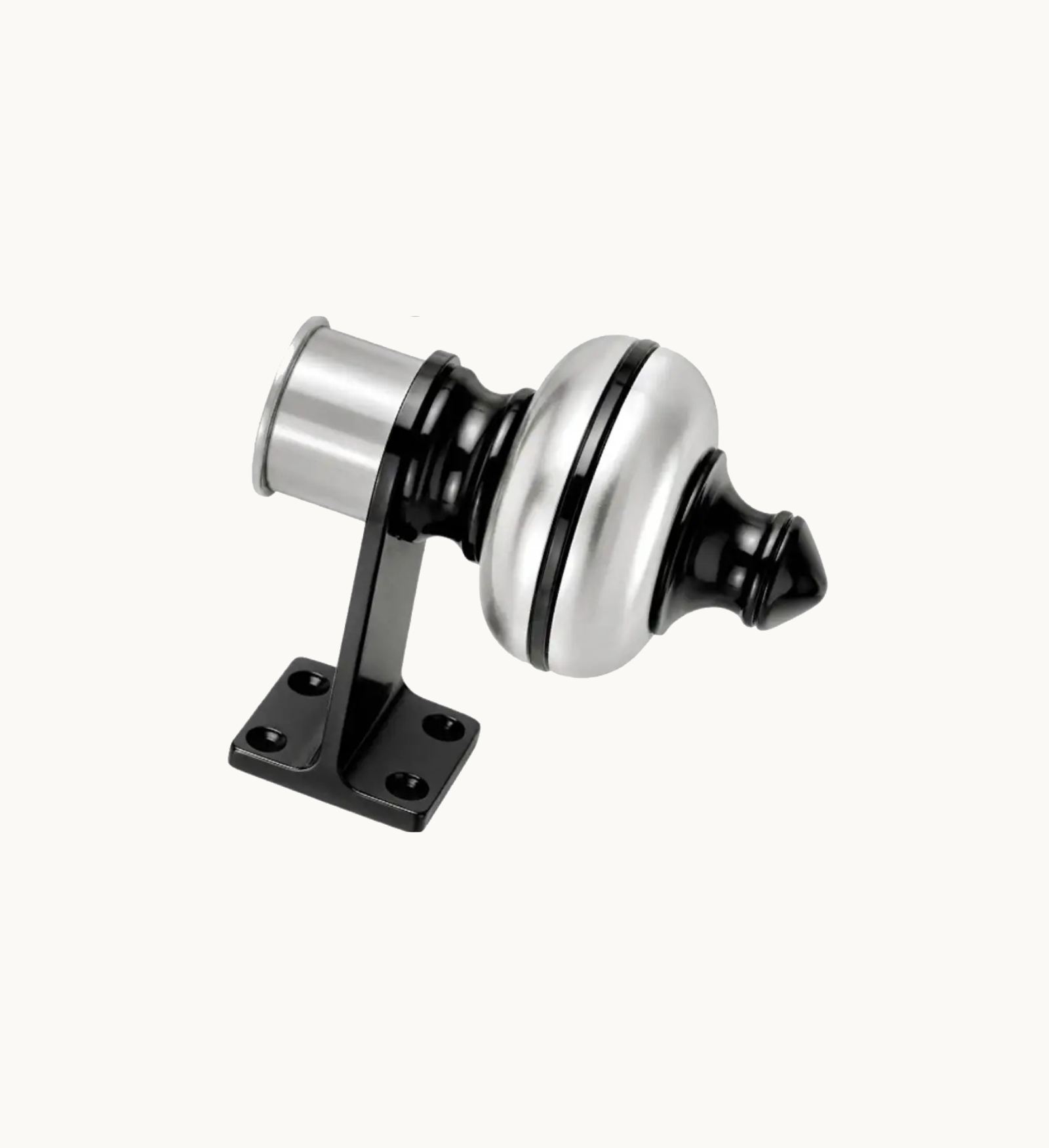Ghazian Silver Curtain Knob – Decorative Black & Silver Curtain Rod Finial