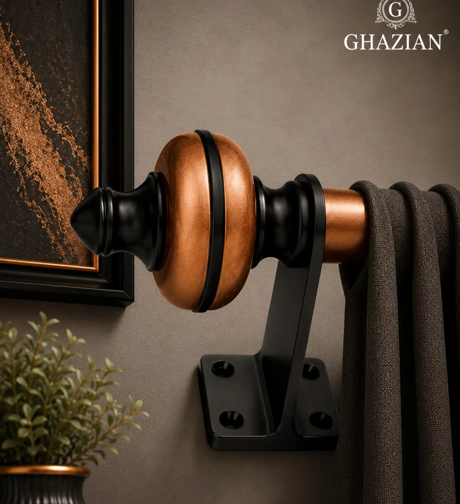 Copper Black Curtain Bracket - Ghazian - Image 2