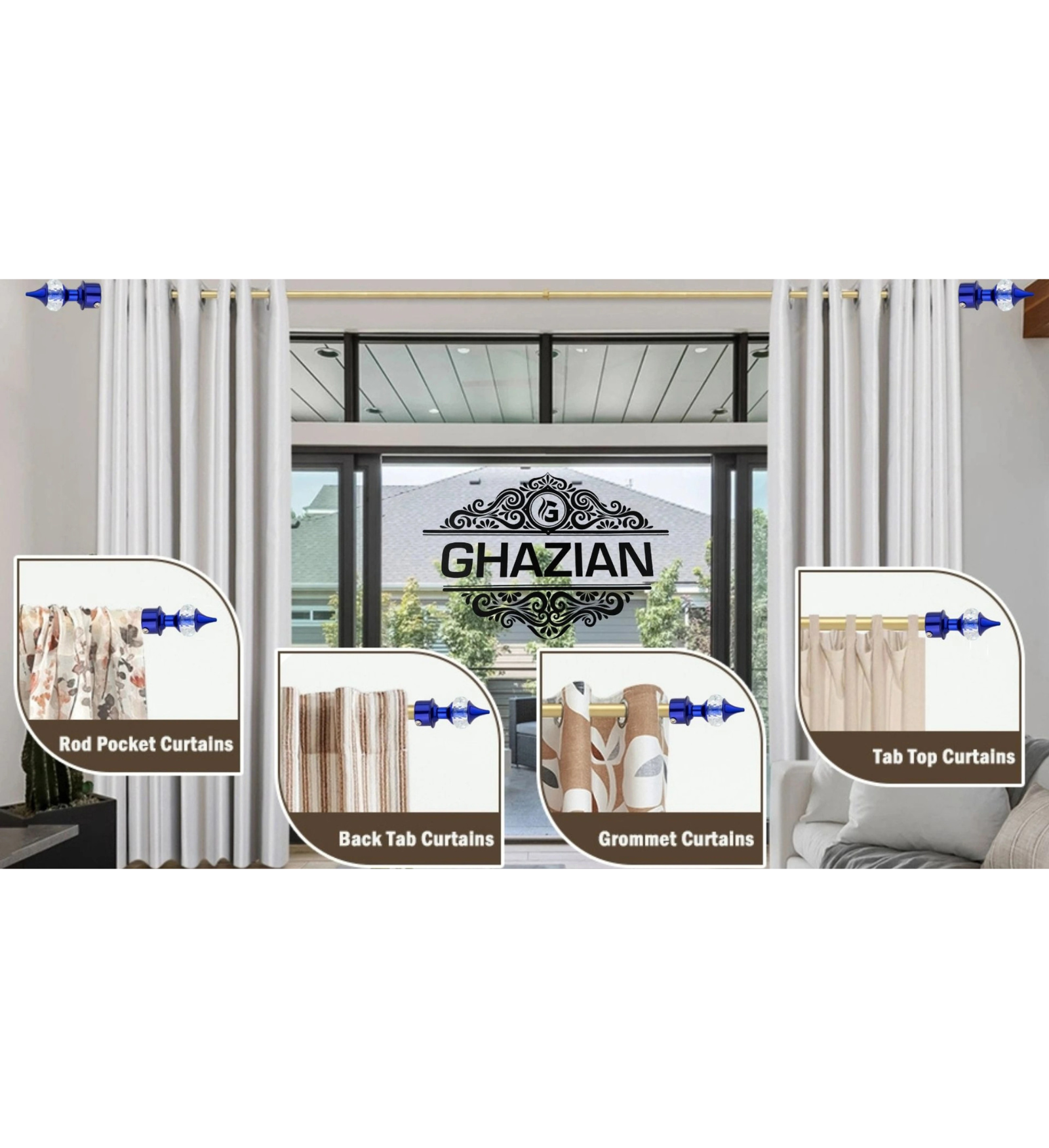 Royal Blue Crystal Curtain Finial - Ghazian - Image 3