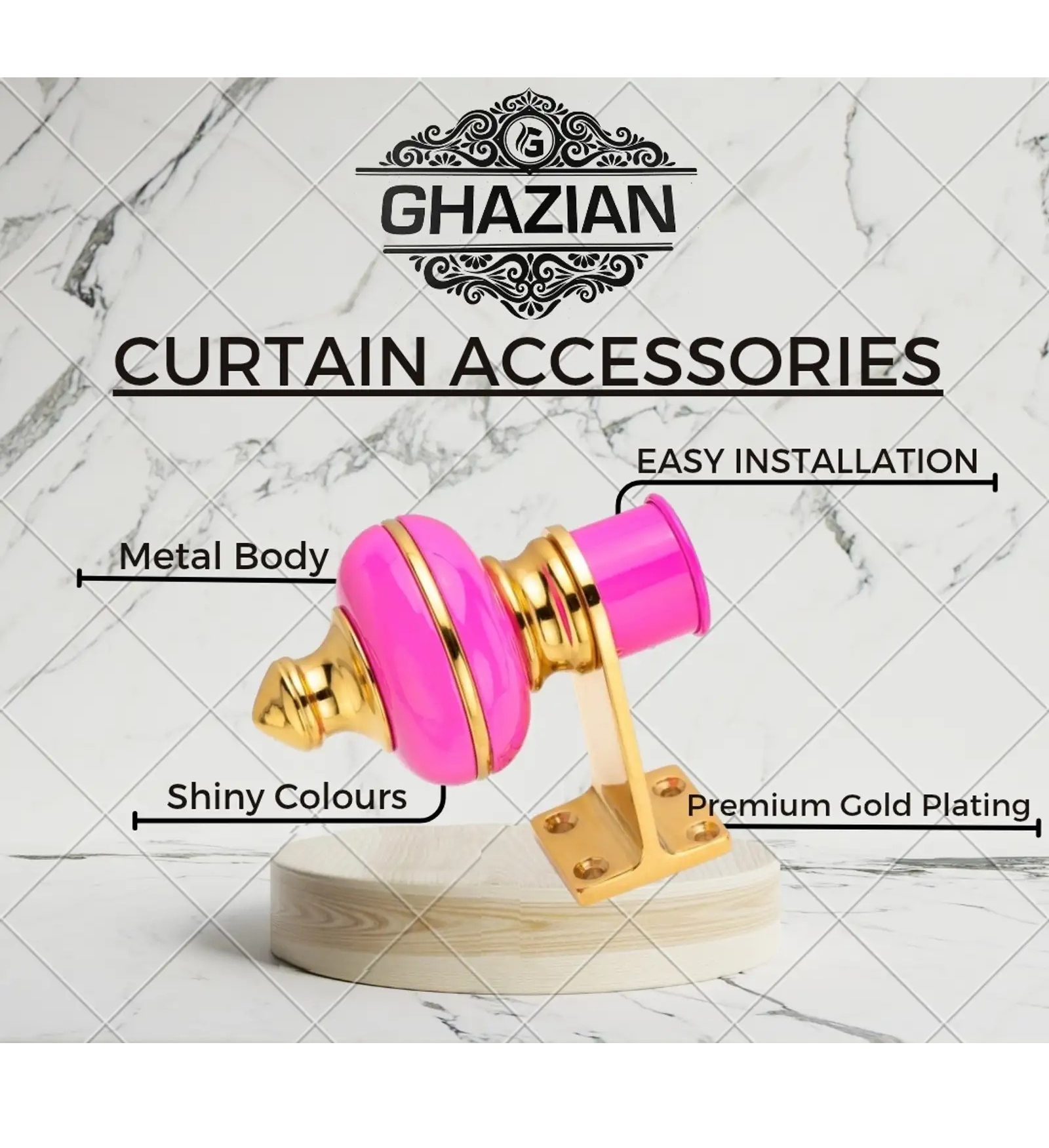 Pink Gold Curtain Bracket - Ghazian - Image 4