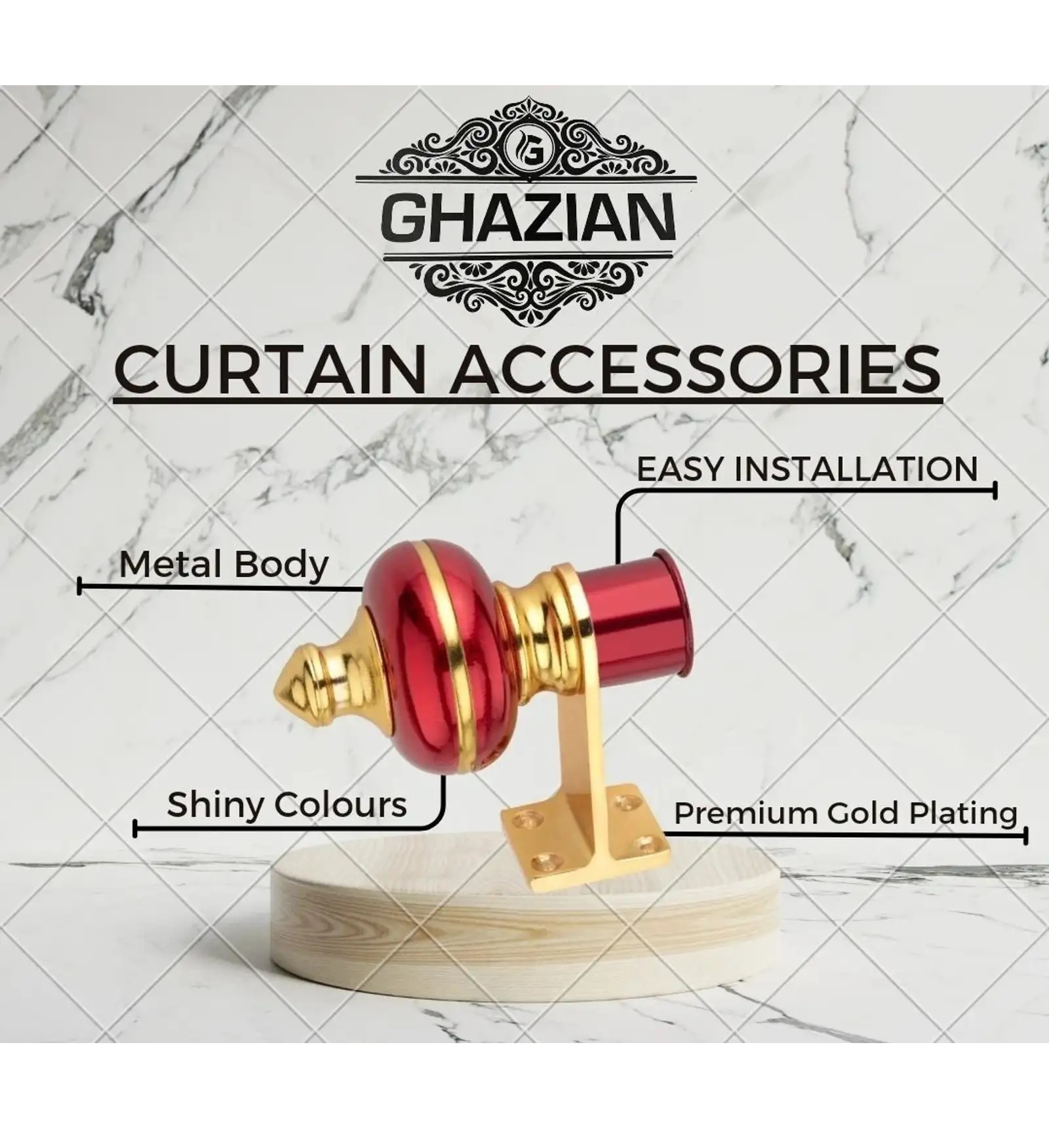 Red Gold Curtain Bracket - Ghazian - Image 4