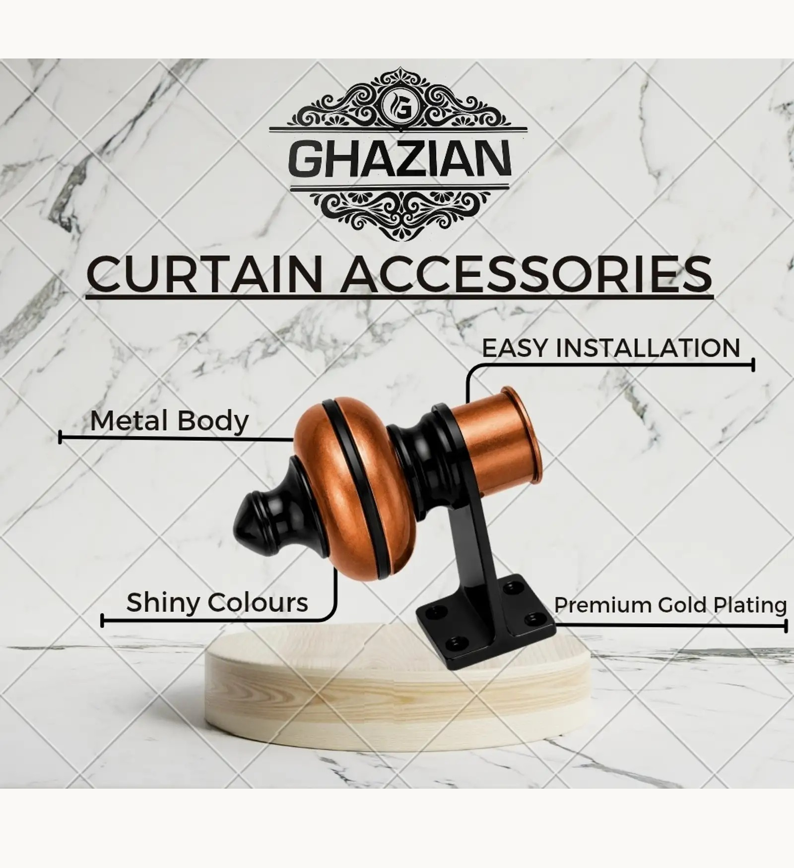 Copper Black Curtain Bracket - Ghazian - Image 4