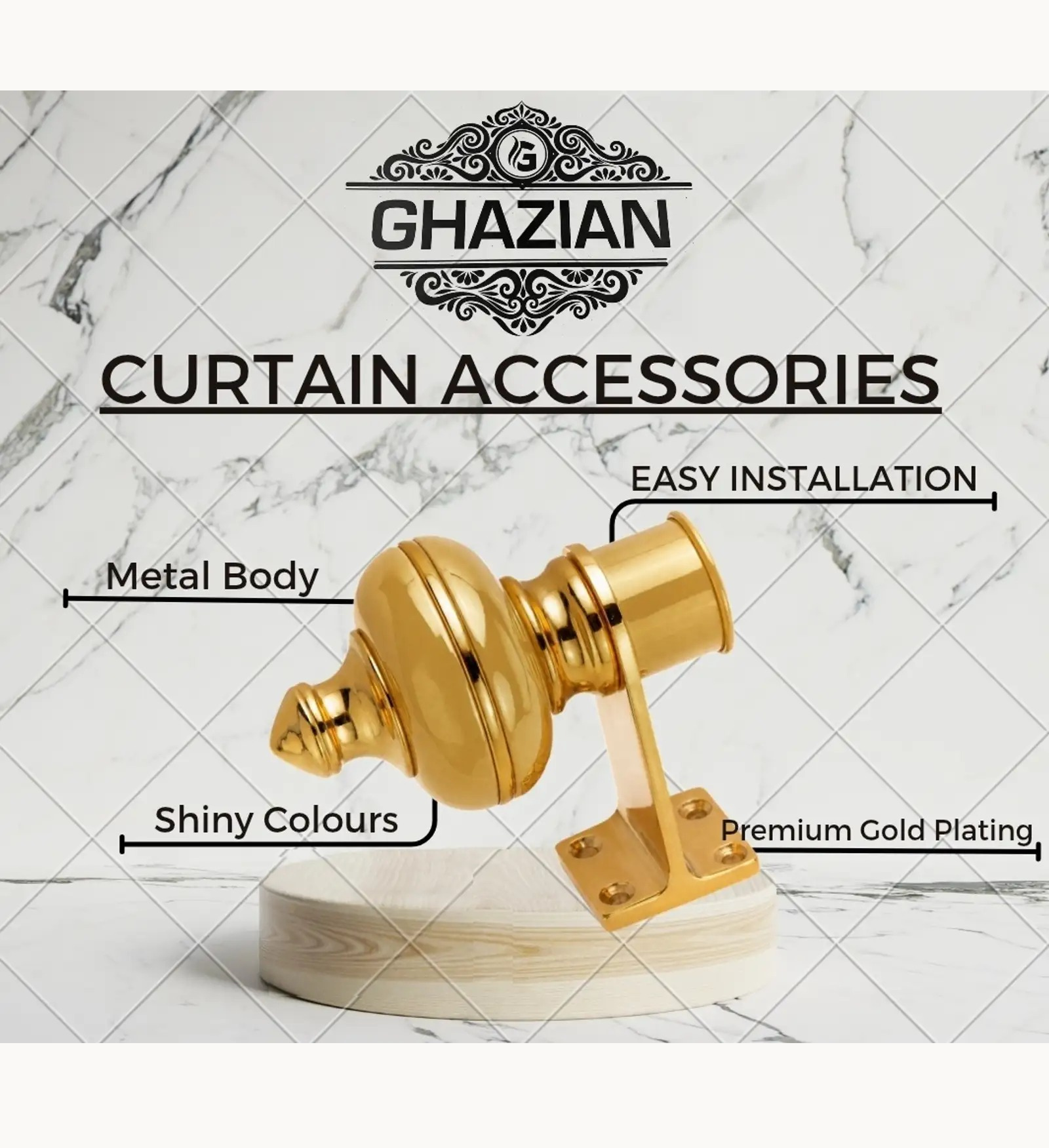 Gold Curtain Bracket - Ghazian - Image 4