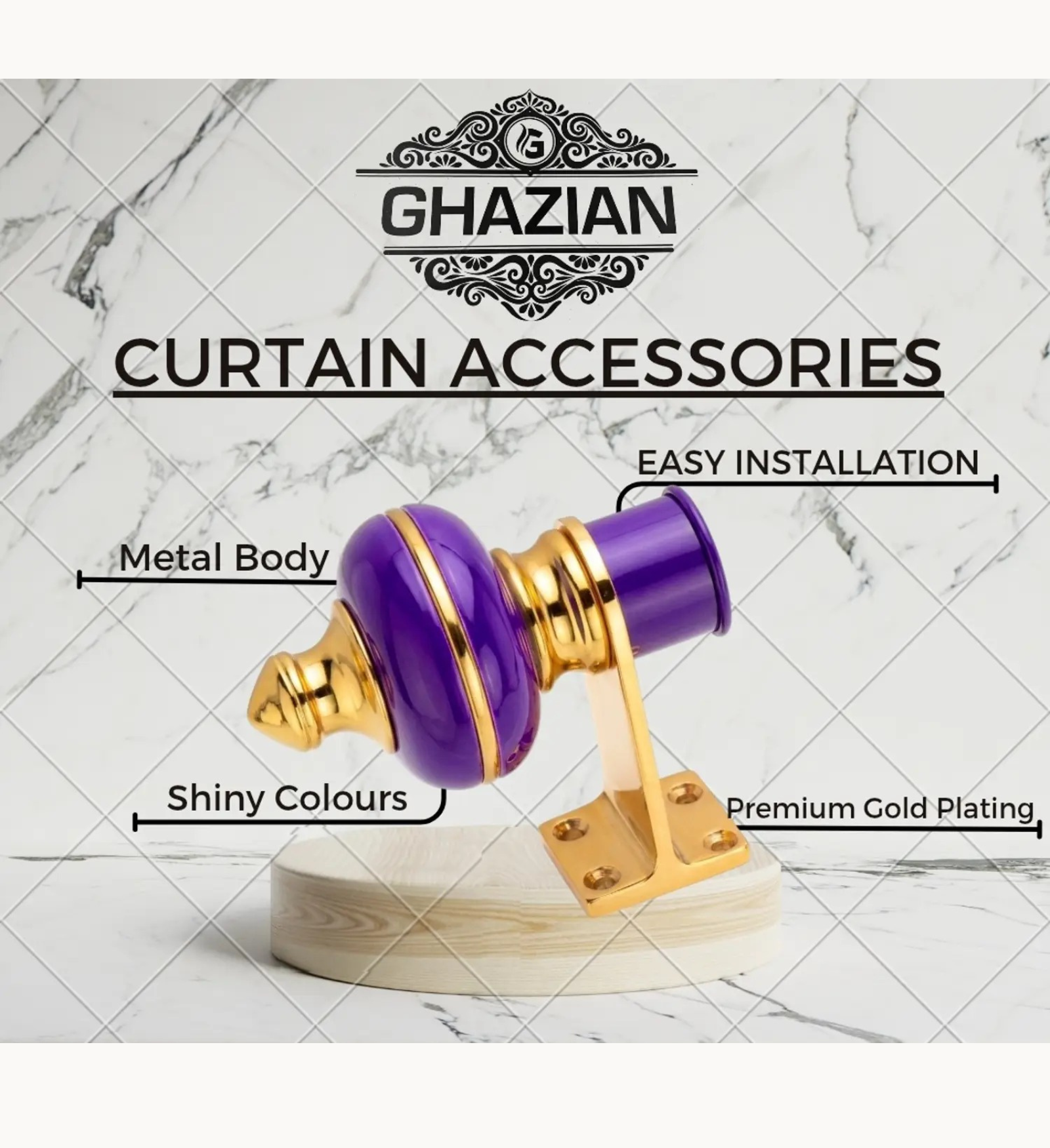 Purple Gold Curtain Bracket - Ghazian - Image 4
