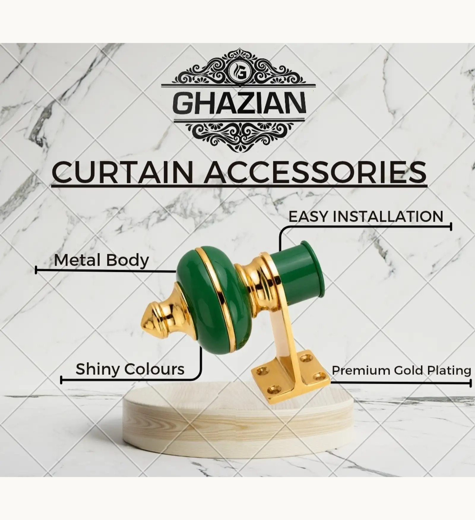 Green Gold Curtain Bracket - Ghazian - Image 4