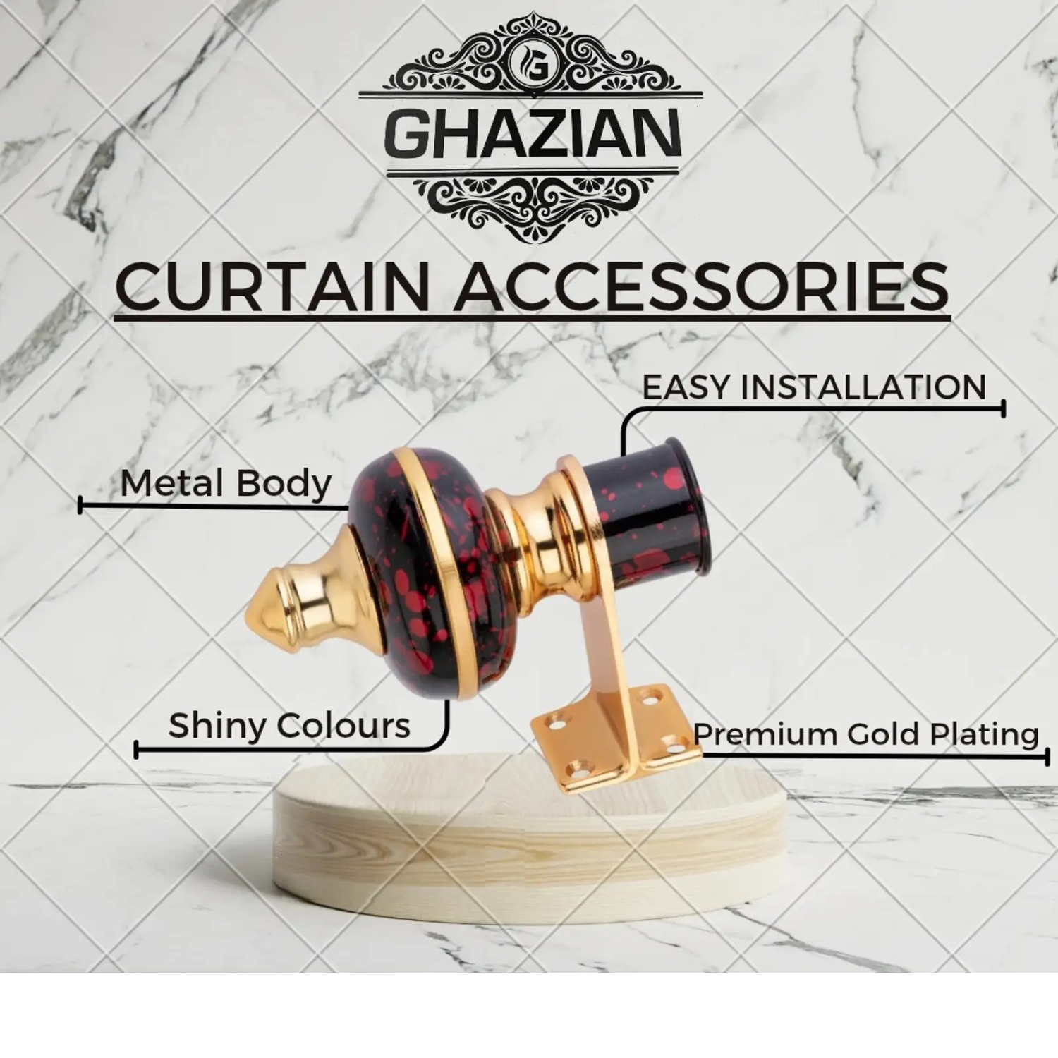 Red Splash Gold Curtain Bracket - Ghazian - Image 5