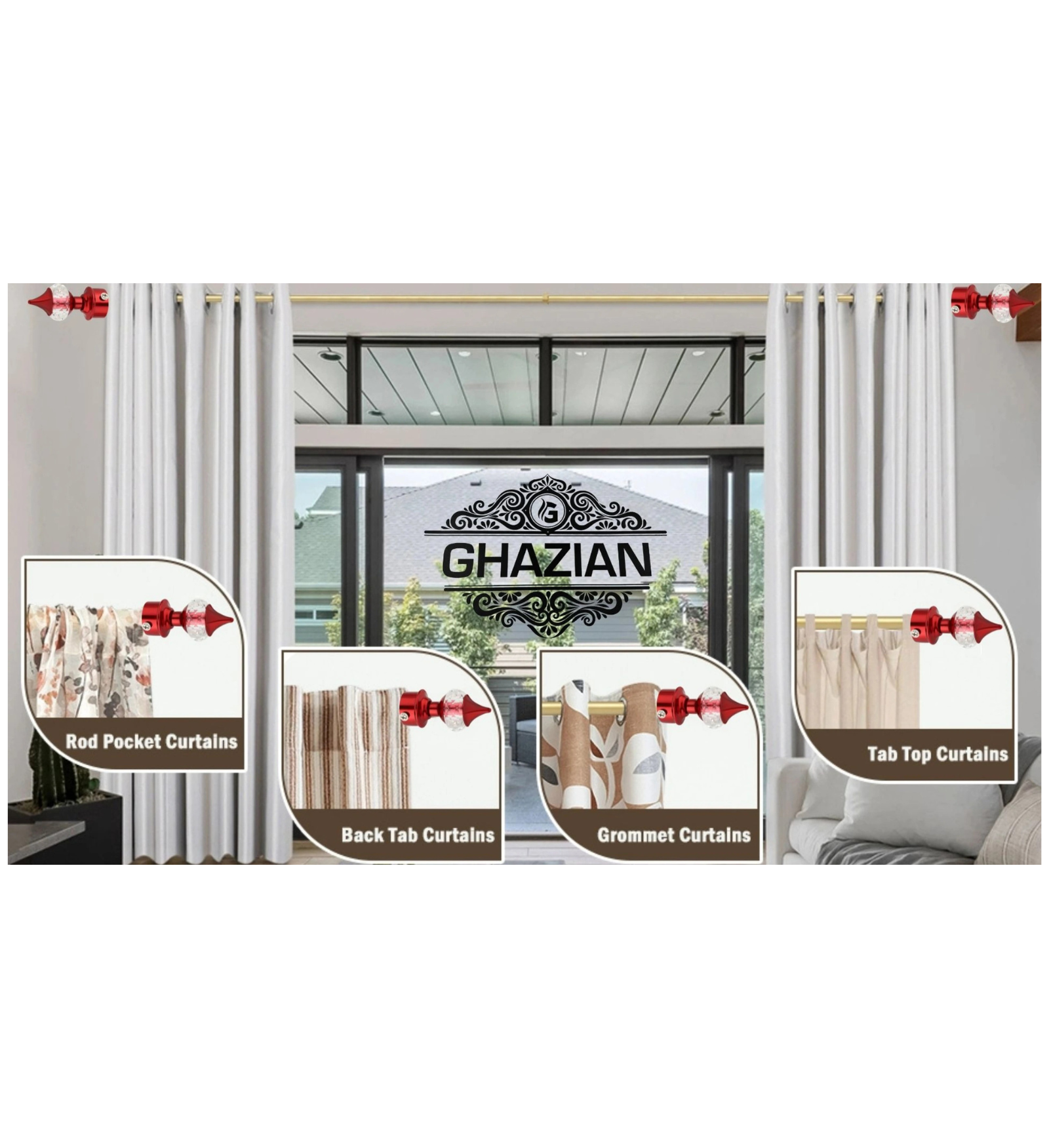 Red Crystal Curtain Finial - Ghazian - Image 6