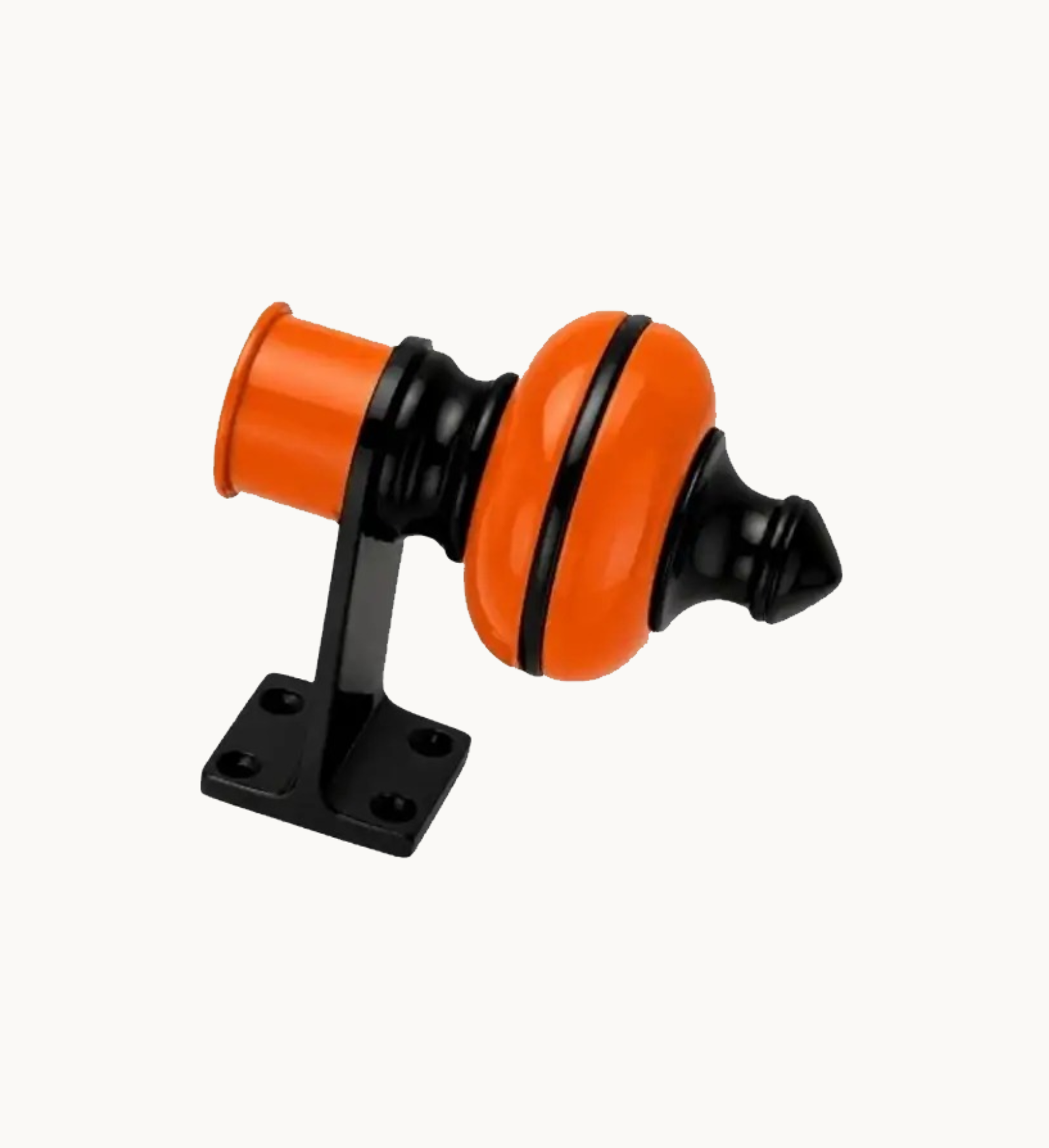 Ghazian Orange Curtain Knob – Decorative Black & Orange Curtain Rod Finial
