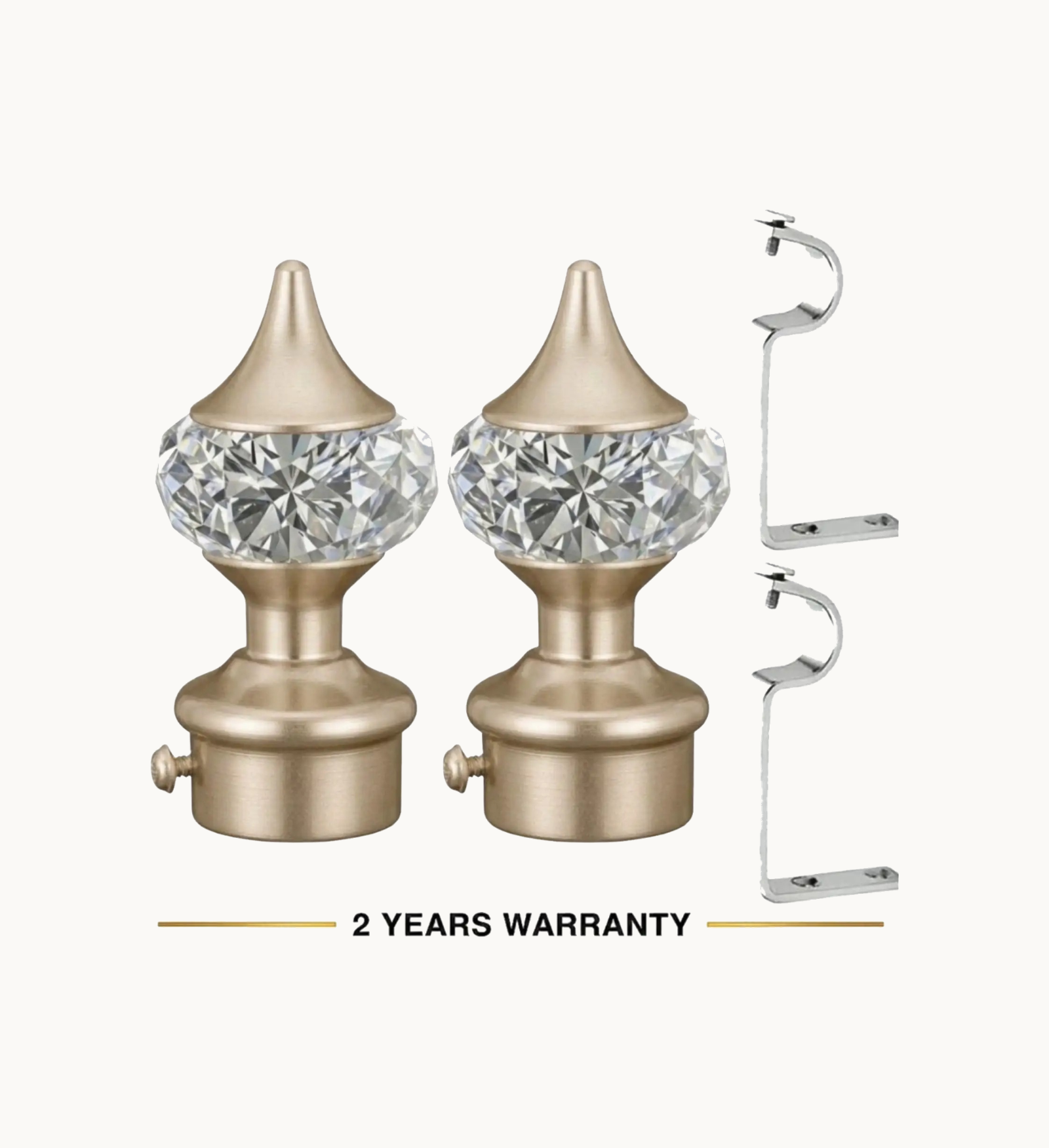 Ghazian Champagne Crystal Curtain Knob with Steel Support – Pack of 4