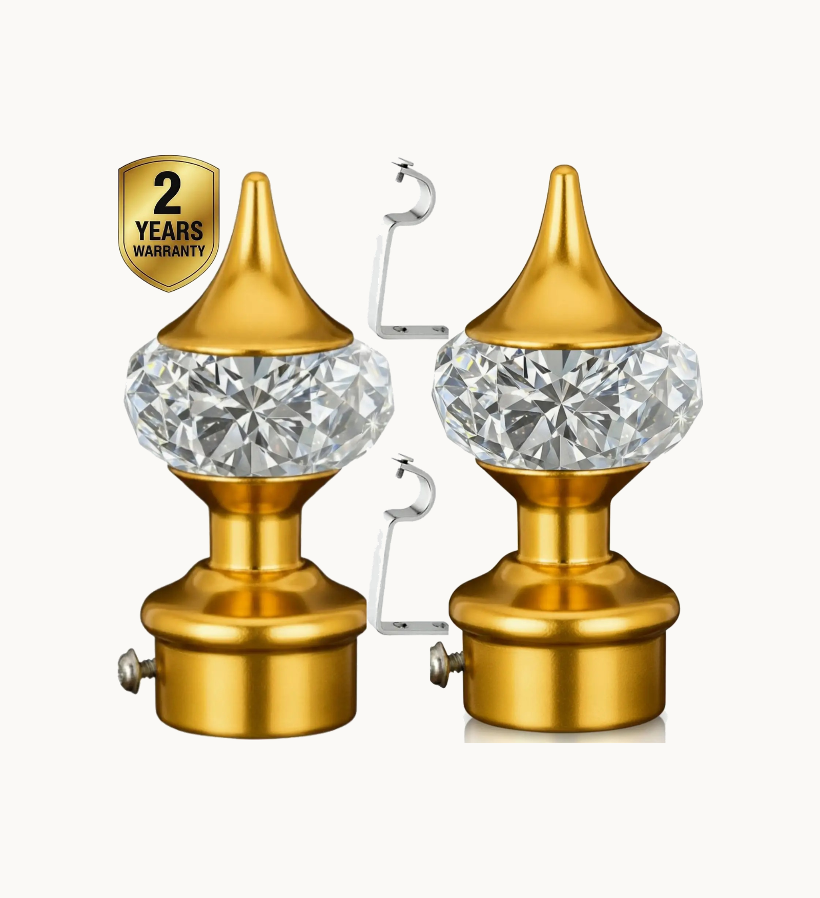 Ghazian Gold Crystal Curtain Knob with Steel Support – Pack of 4