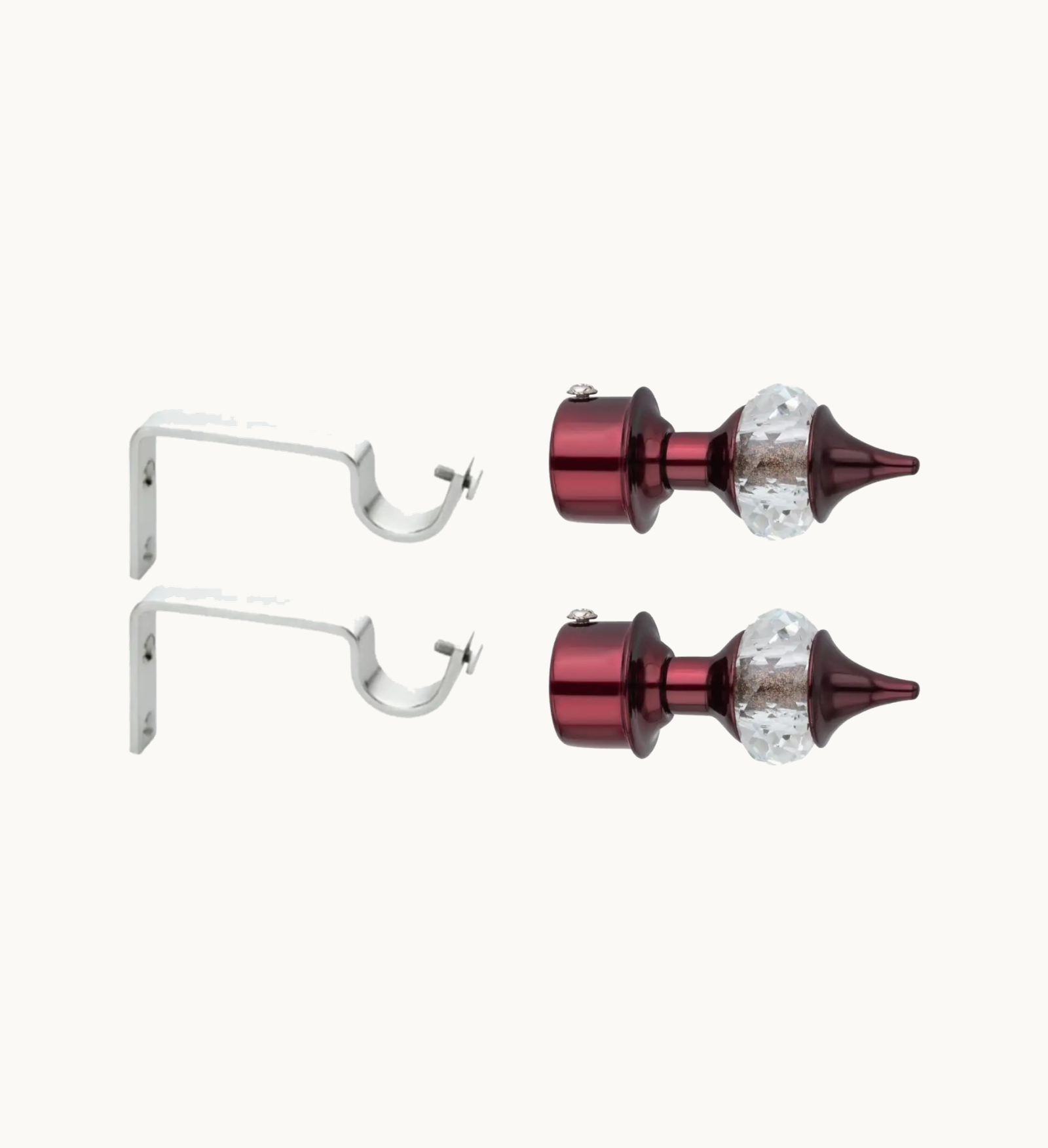 Ghazian Burgundy Crystal Curtain Knob with Steel Support – Pack of 4