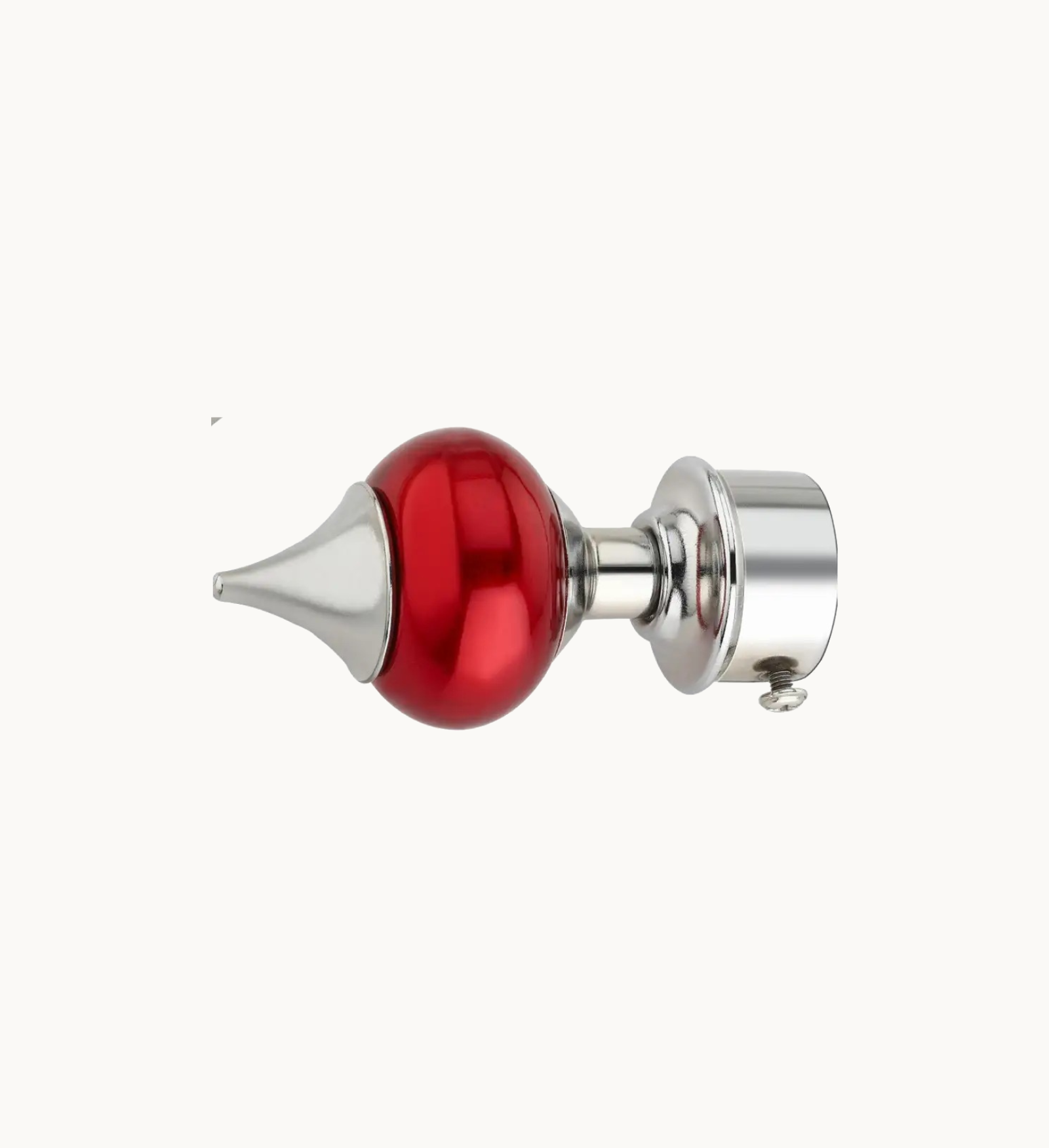Ghazian Red Ball Curtain Knob with Silver Finish