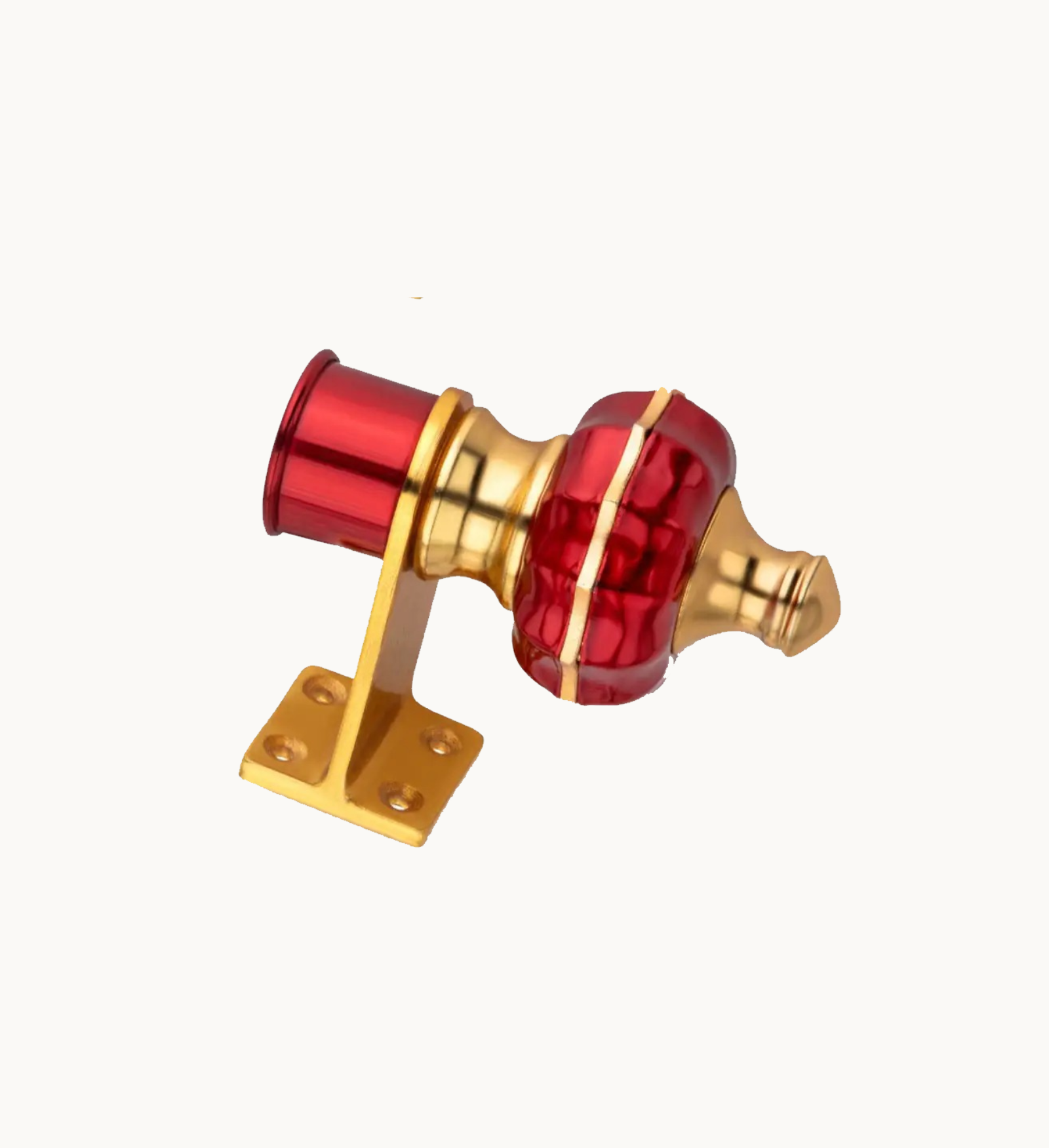 Ghazian Round Red Curtain Knob with Gold Finish
