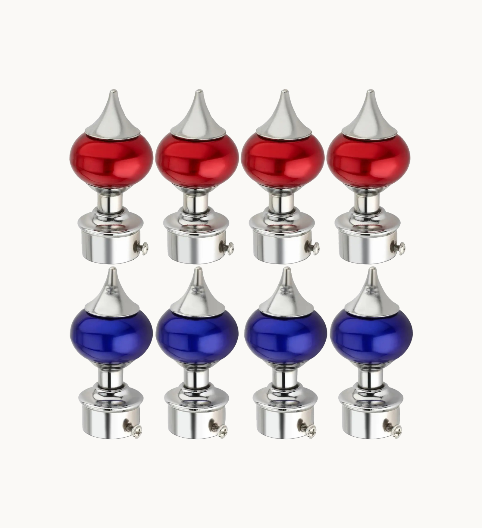 Ghazian Red & Blue Ball Curtain Knob Combo Pack of 8