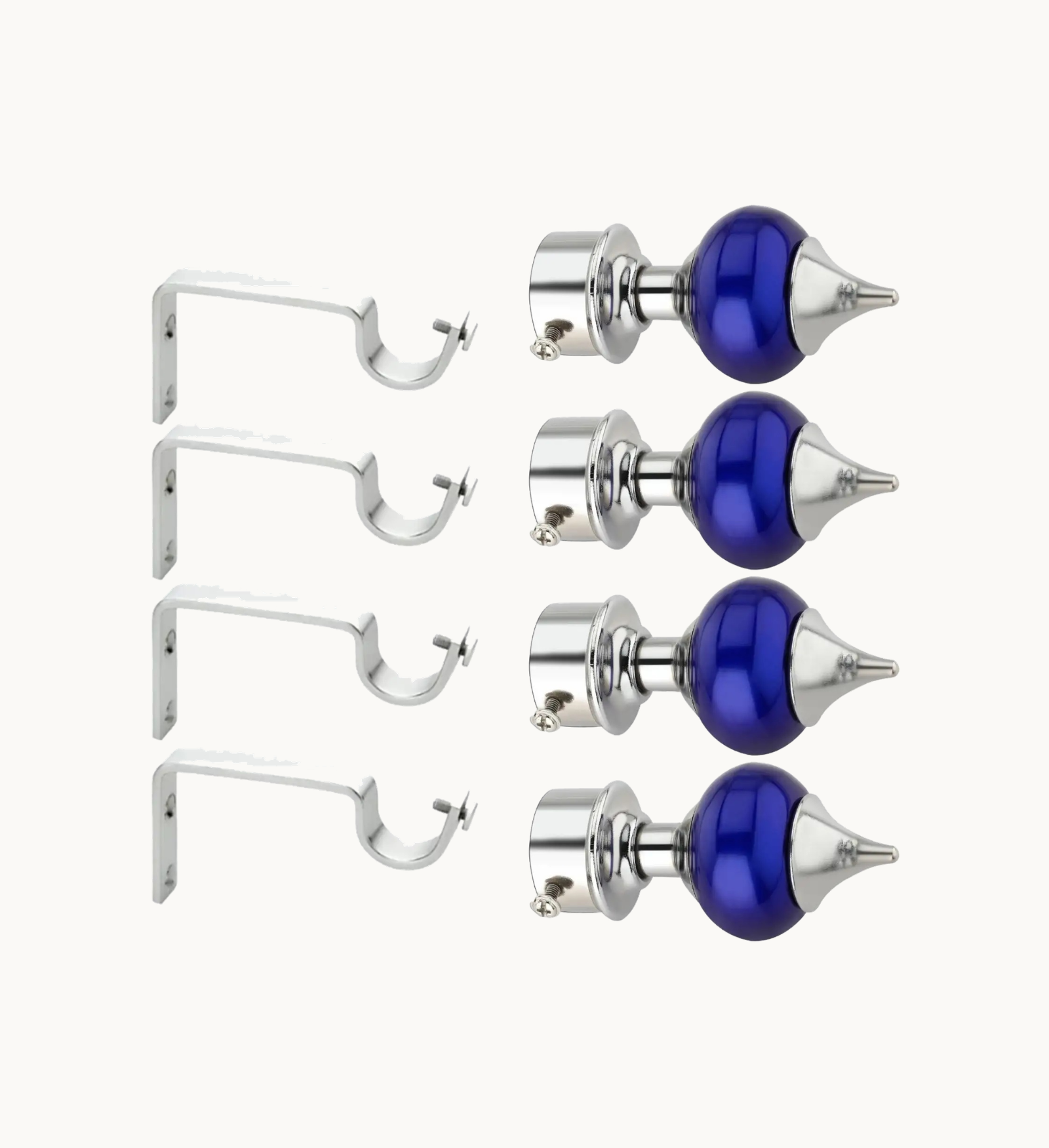Ghazian Blue Ball Curtain Knob with Bracket Combo Pack of 8