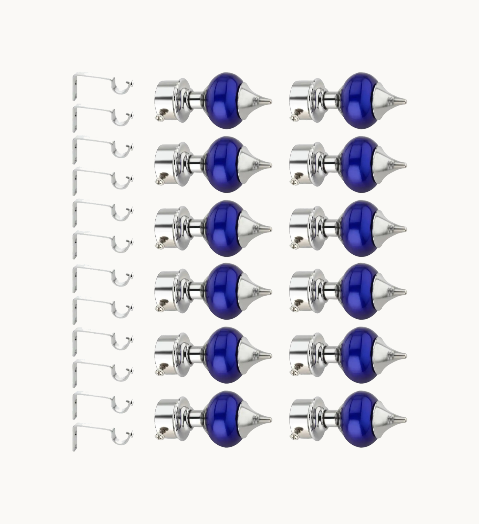 Ghazian Blue Ball Curtain Knob with Bracket Combo Pack of 24