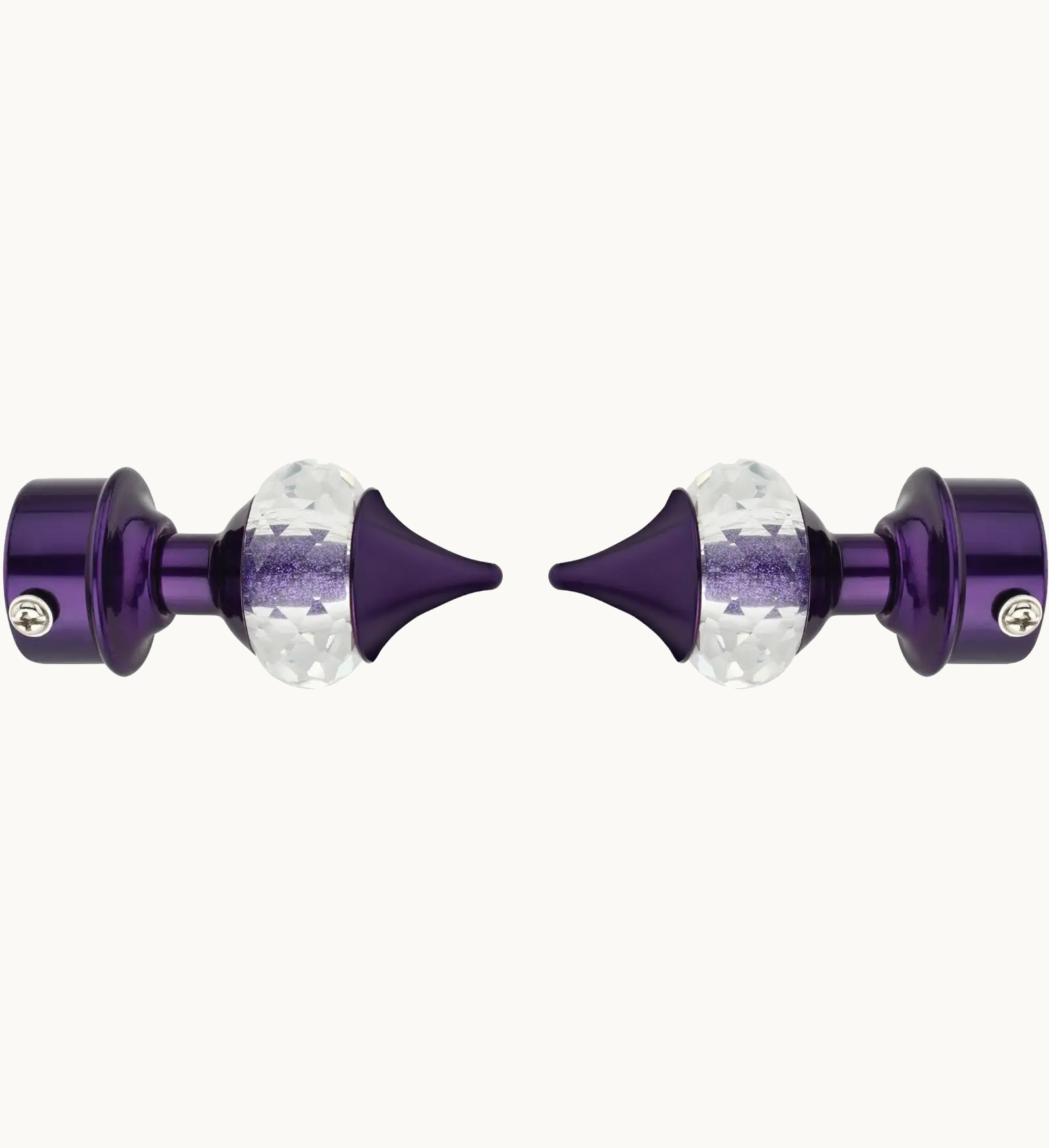 Ghazian Purple Crystal Curtain Knob with Steel Support – Pack of 24 Decorative Curtain Rod Finials - Image 2