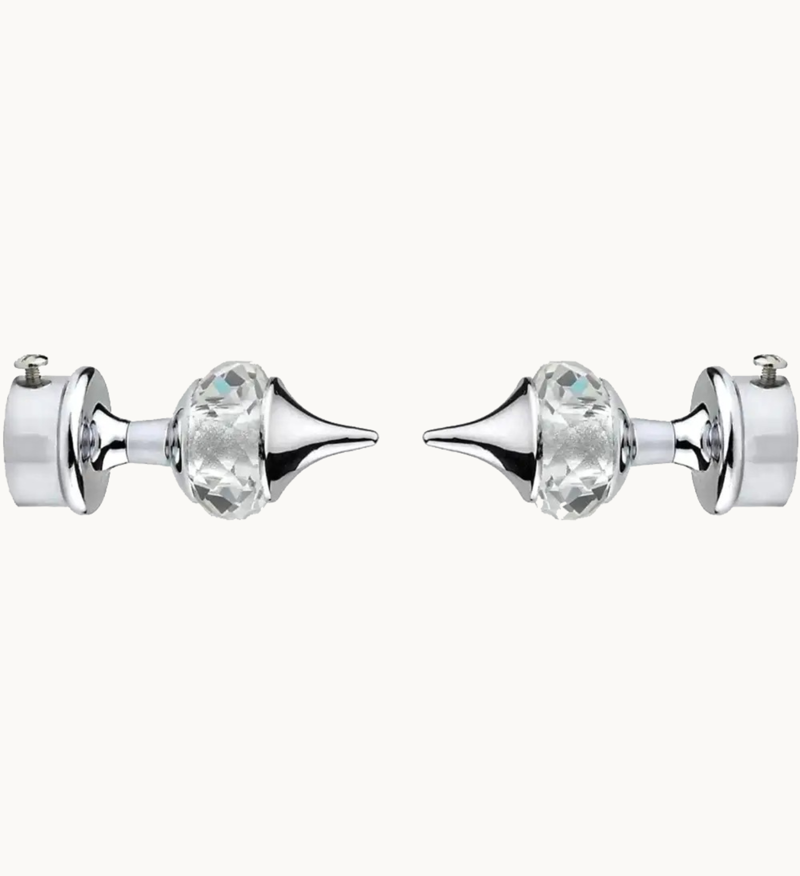 Ghazian Silver Crystal Curtain Knob with Steel Support – Pack of 24 - Image 2