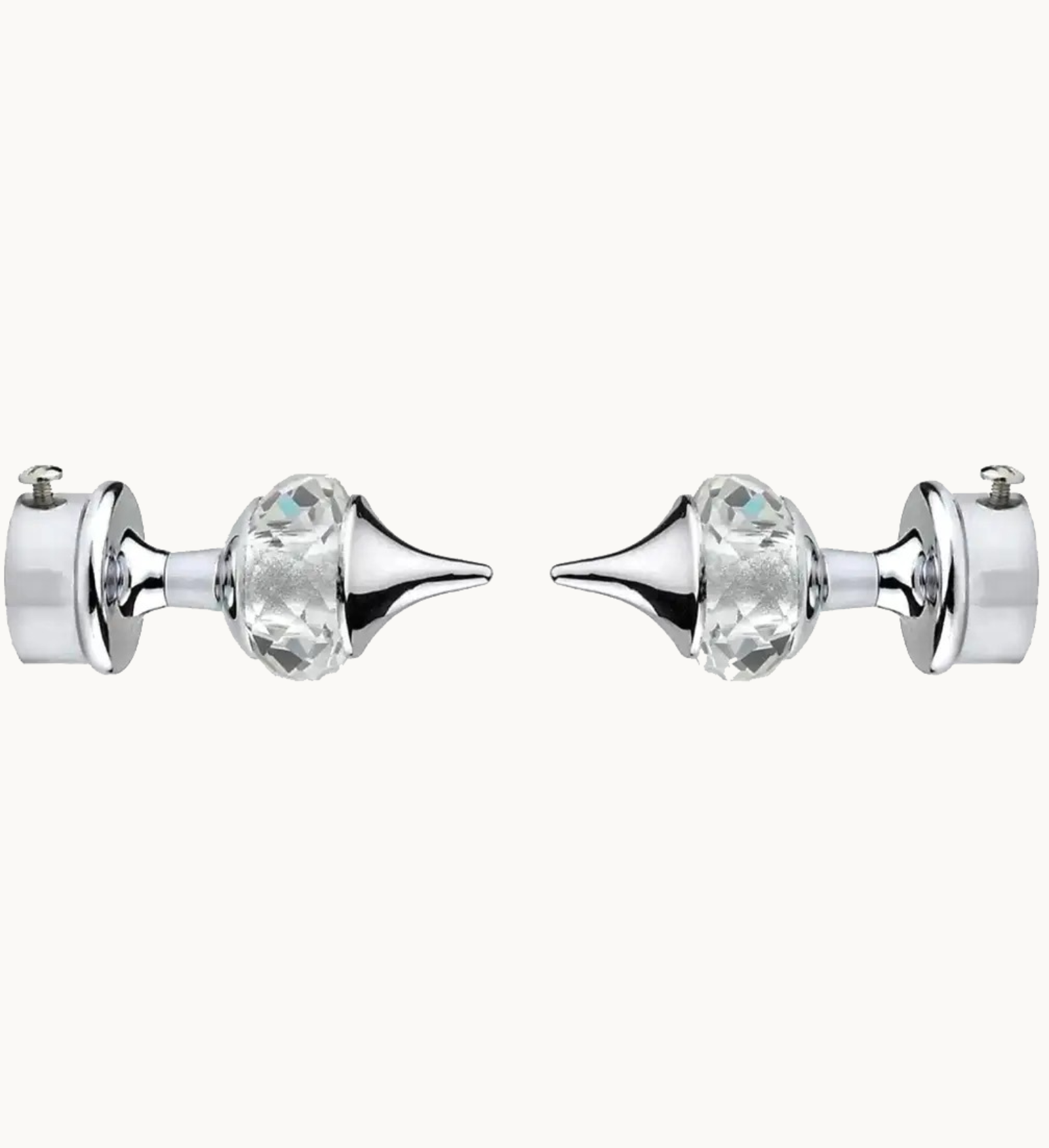 Ghazian Silver Crystal Curtain Knob with Steel Support – Pack of 12 - Image 2