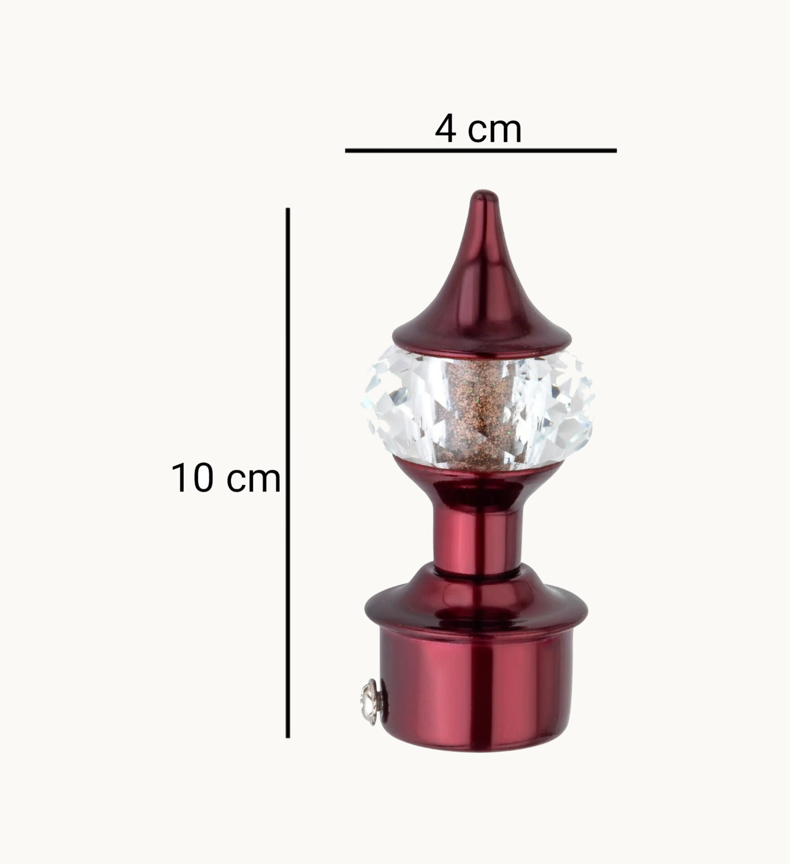 Ghazian Burgundy Crystal Curtain Knob with Steel Support – Pack of 12 - Image 2