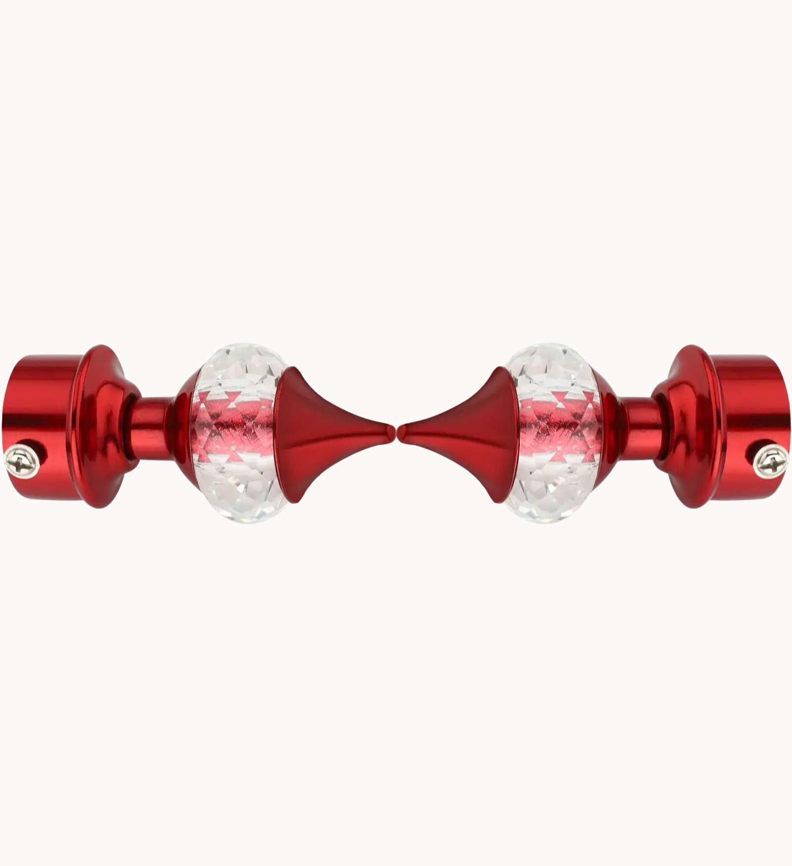 Ghazian Red Crystal Curtain Knob with Steel Support – Pack of 12 - Image 2