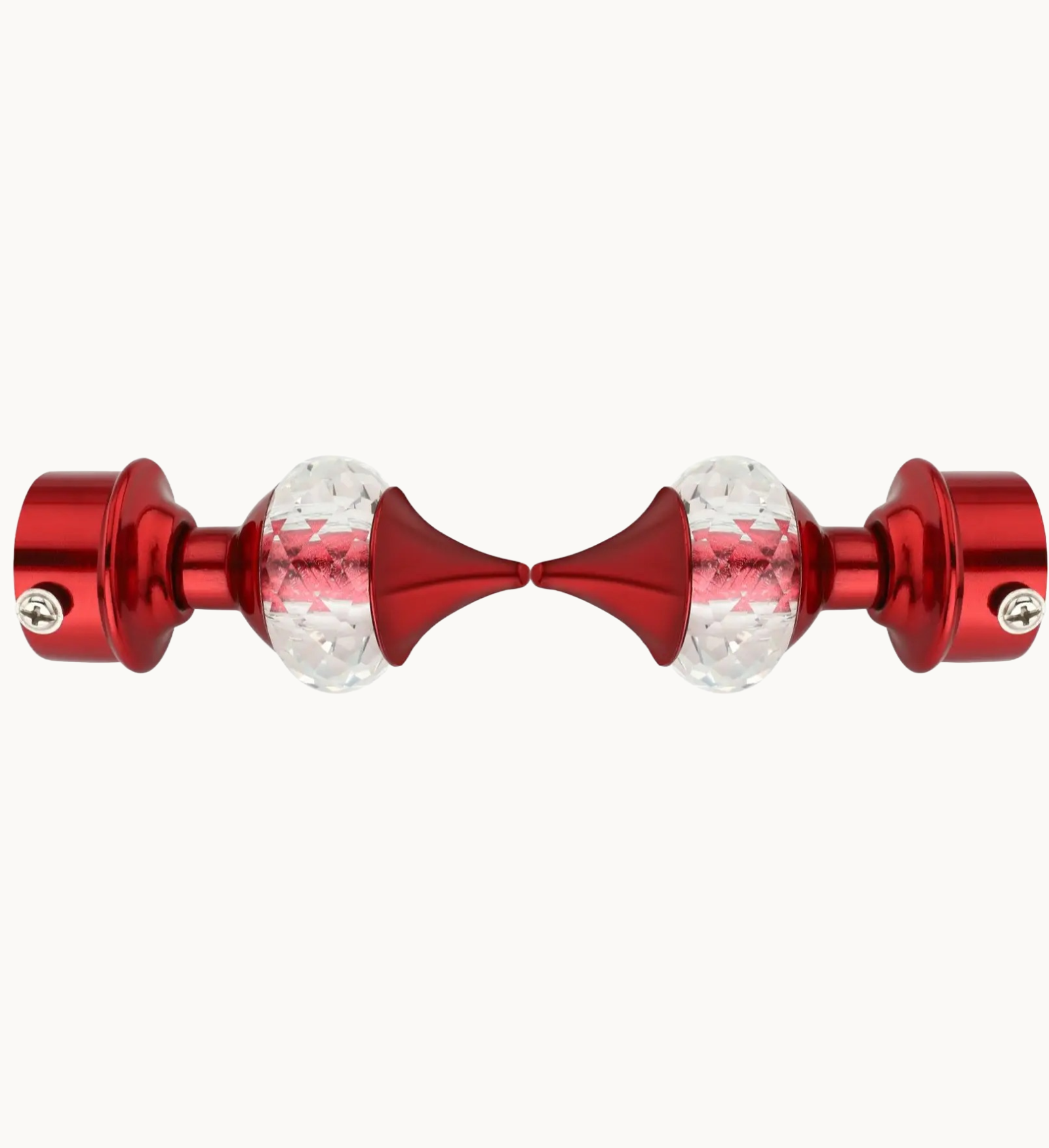 Ghazian Red Crystal Curtain Knob with Steel Support – Pack of 16 - Image 3