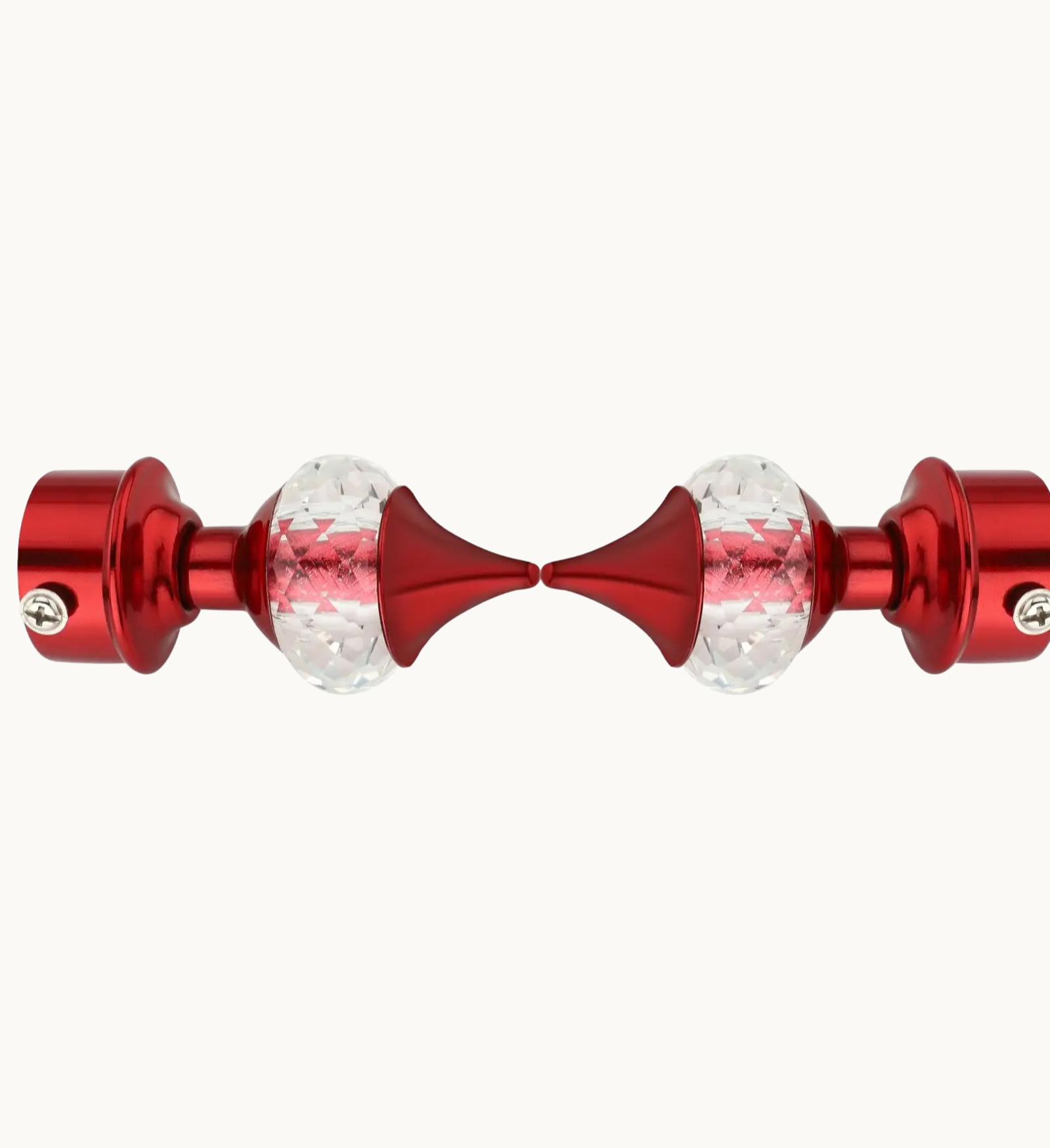 Ghazian Red Crystal Curtain Knob with Steel Support – Pack of 8 - Image 2