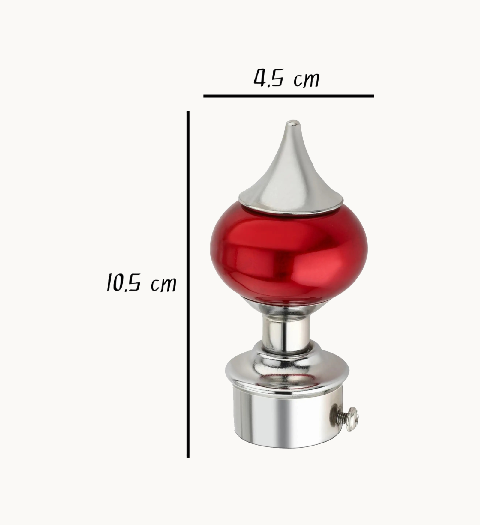Ghazian Red Ball Curtain Knob with Silver Finish - Image 2