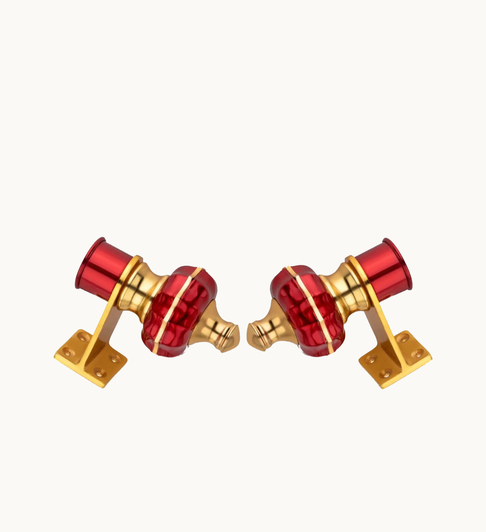 Ghazian Round Red Curtain Knob with Gold Finish - Image 2