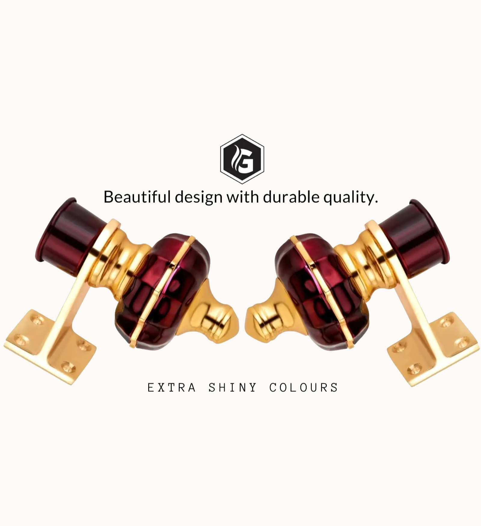 Ghazian Ruby Gold Curtain Knob – Decorative Ruby & Gold Curtain Rod Finial - Image 2