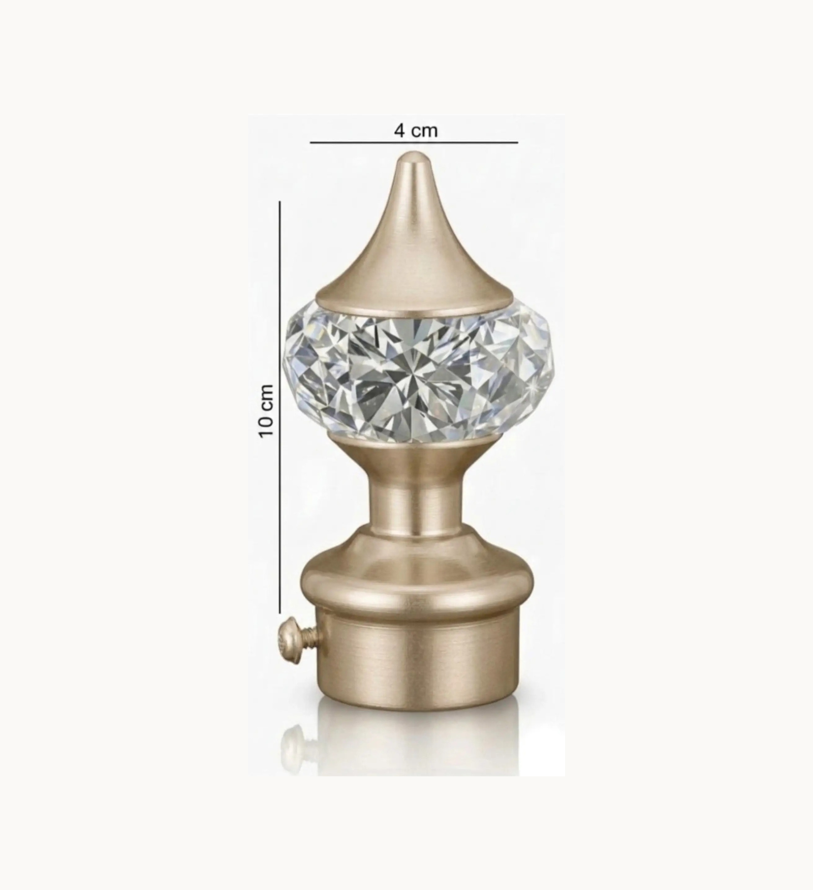 Ghazian Champagne Crystal Curtain Knob with Steel Support – Pack of 4 - Image 3