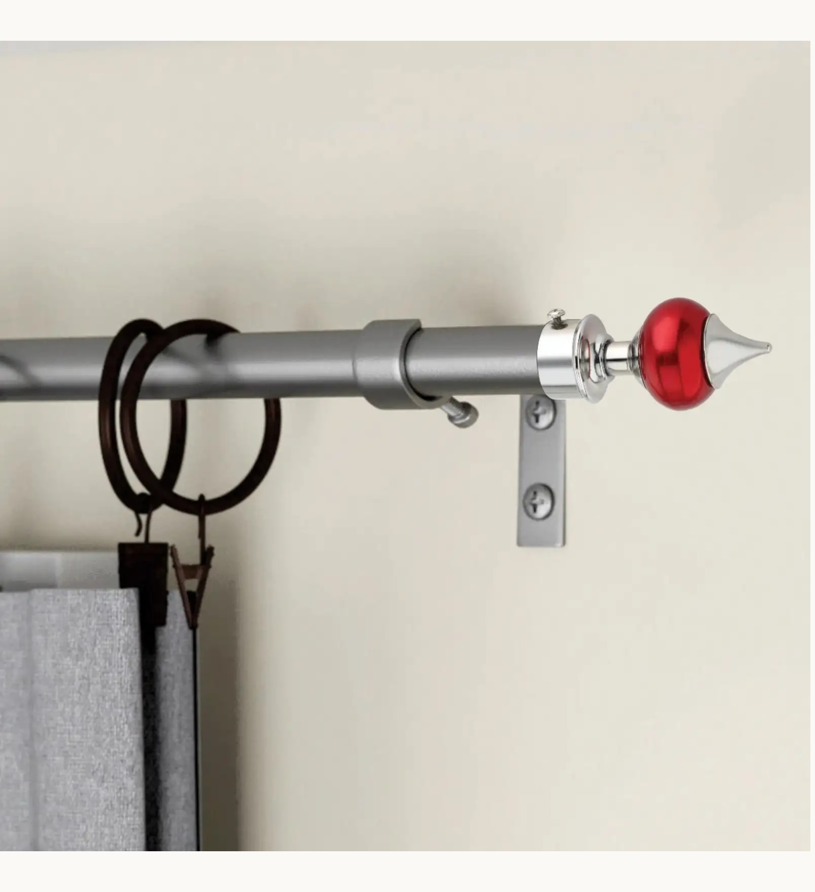 Ghazian Red Ball Curtain Knob with Silver Finish - Image 3