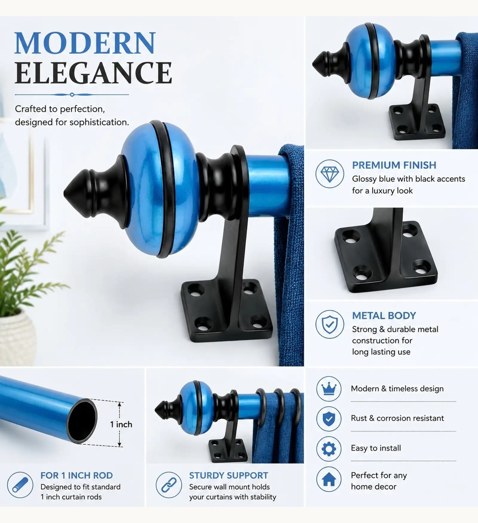 Ghazian Blue Curtain Knob Pack of 20 - Image 3
