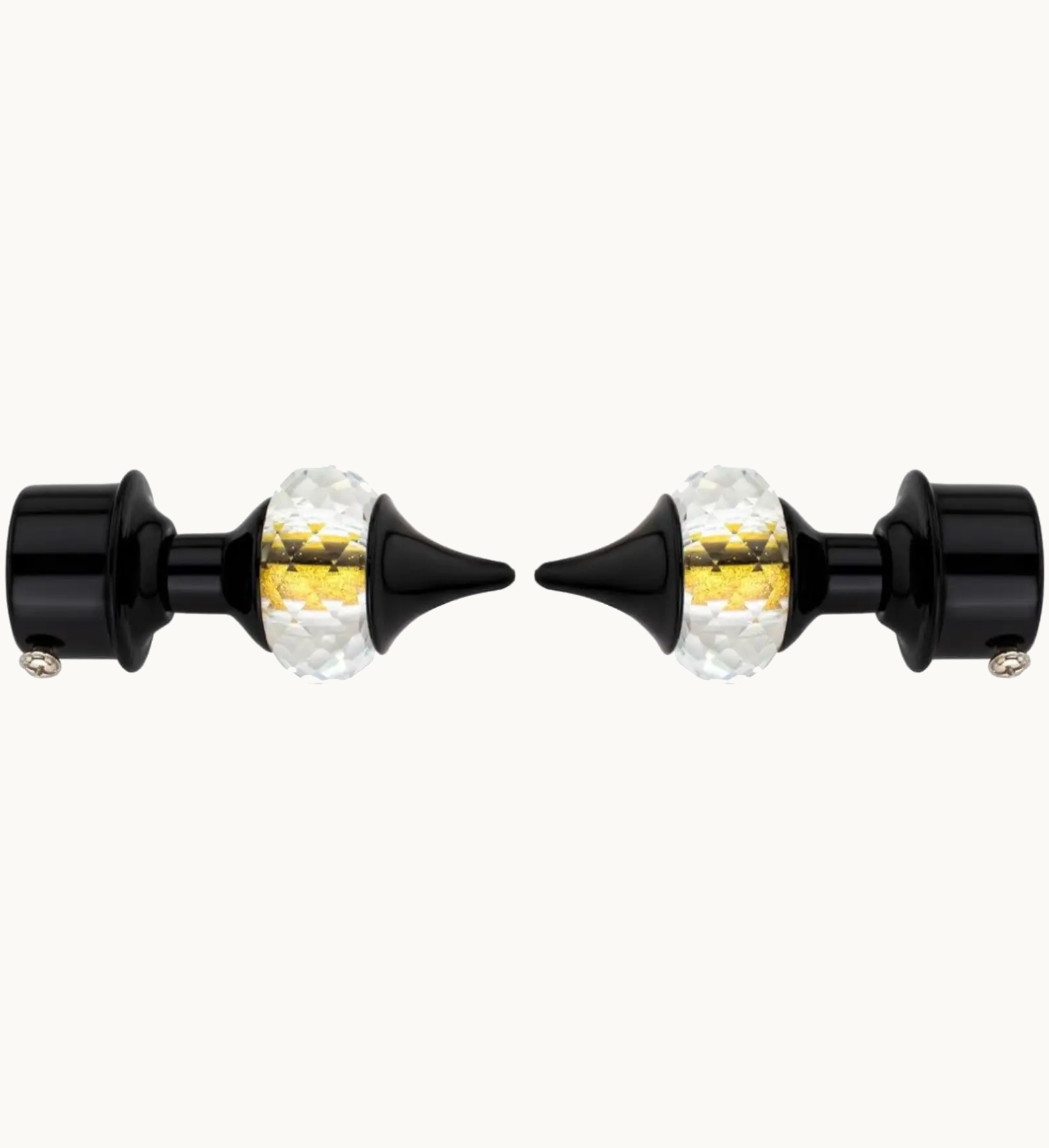 Ghazian Crystal Black Curtain Knob with Steel Support – Pack of 10 Curtain Hardware Sets - Image 3