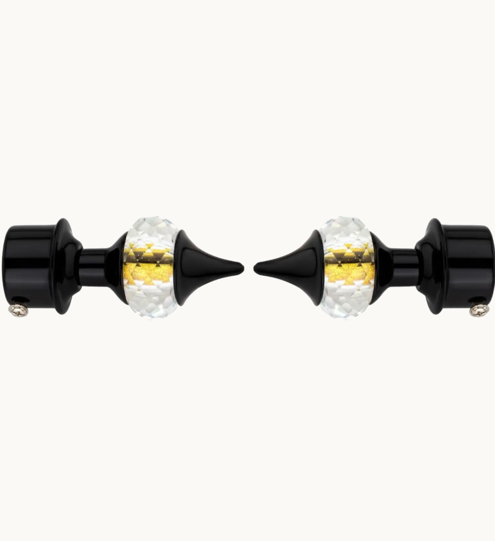 Ghazian Black Crystal Curtain Knob with Steel Support – Pack of 24 Decorative Curtain Rod Finial Set - Image 3