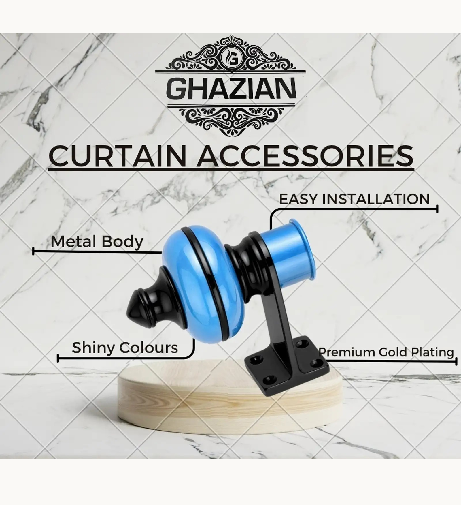 Ghazian Blue Curtain Knob Pack of 20 - Image 4